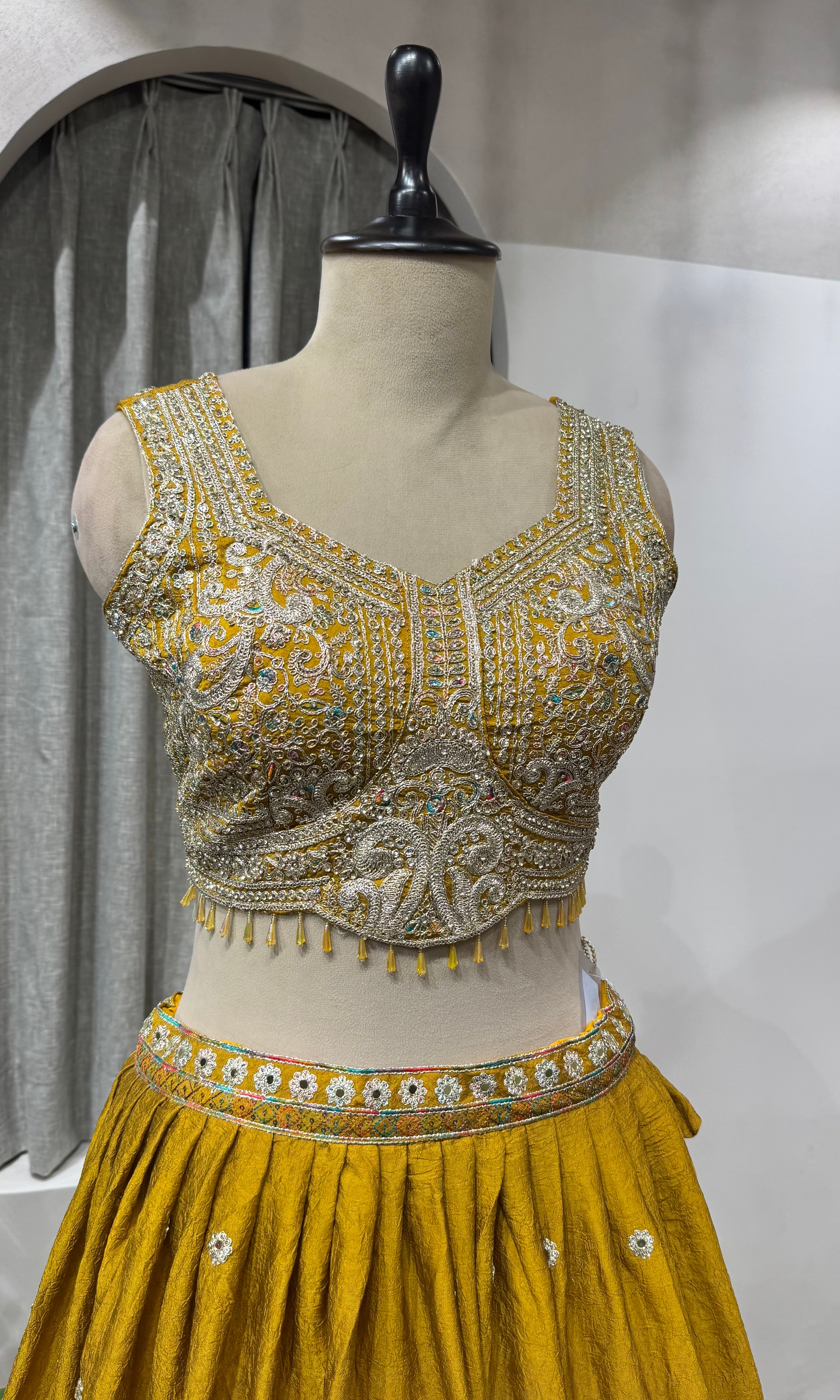 Mustard Yellow Embroidered Lehenga Set