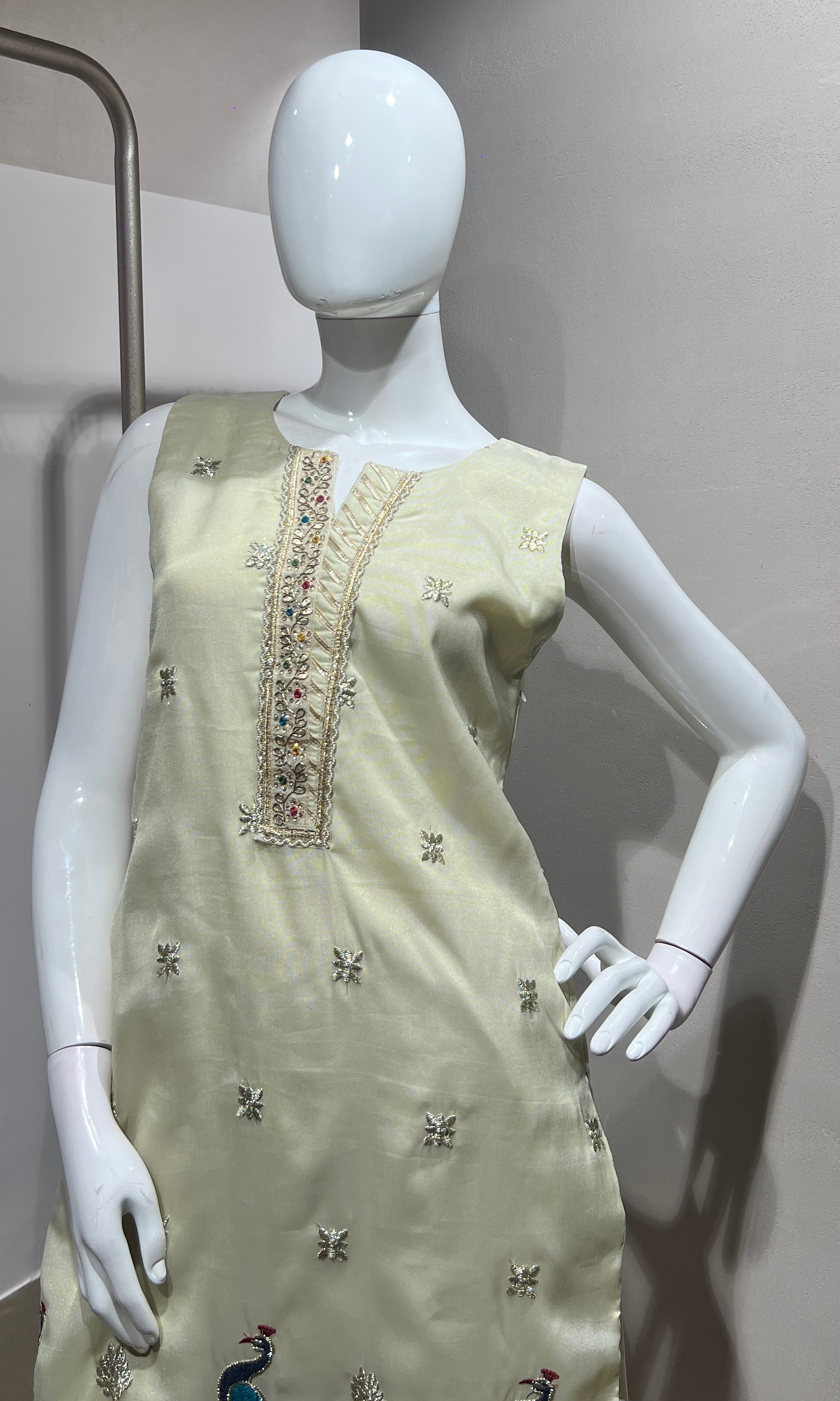 Cream Peacock Embroidered SHARARA Set