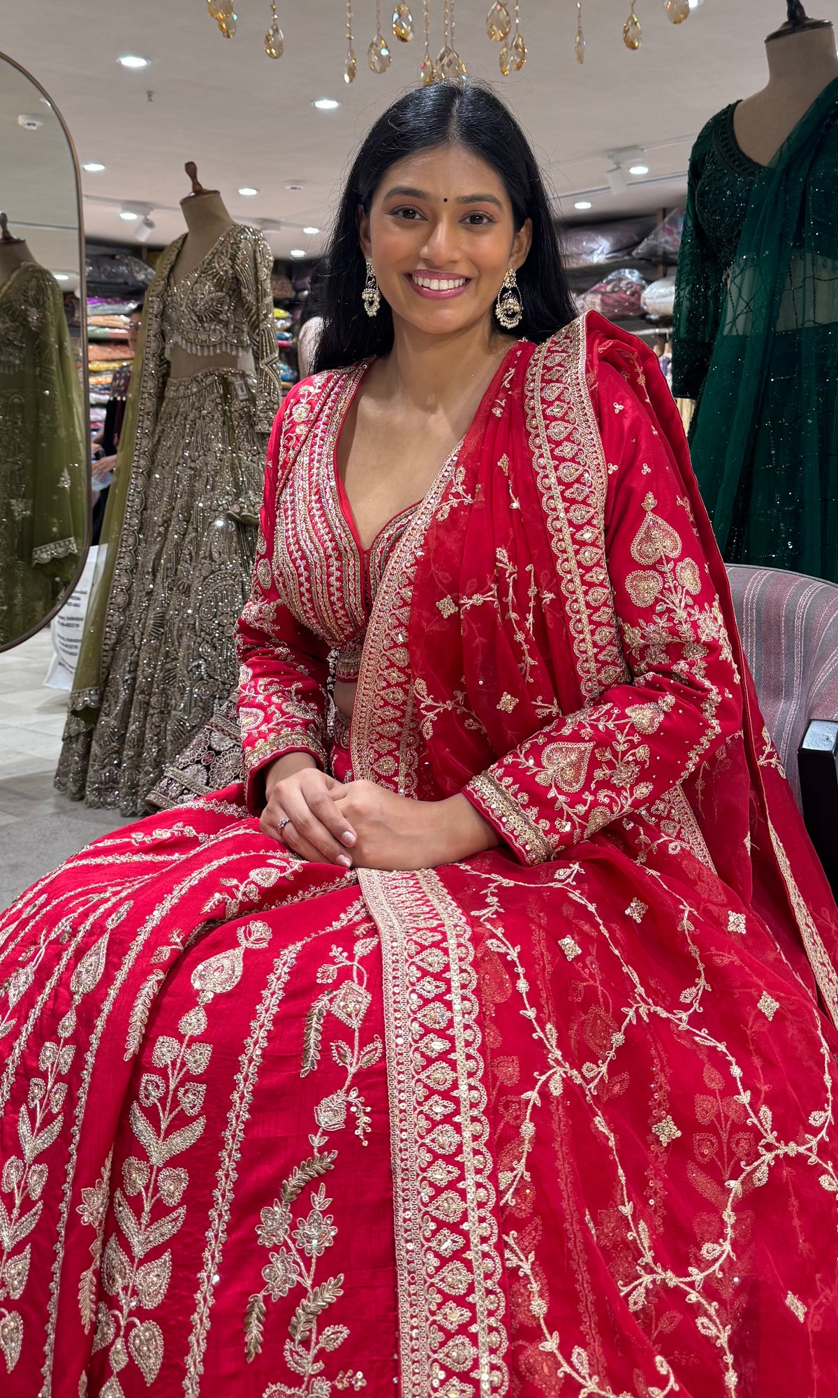 Crimson Red Elegance Embroidered Lehenga Choli