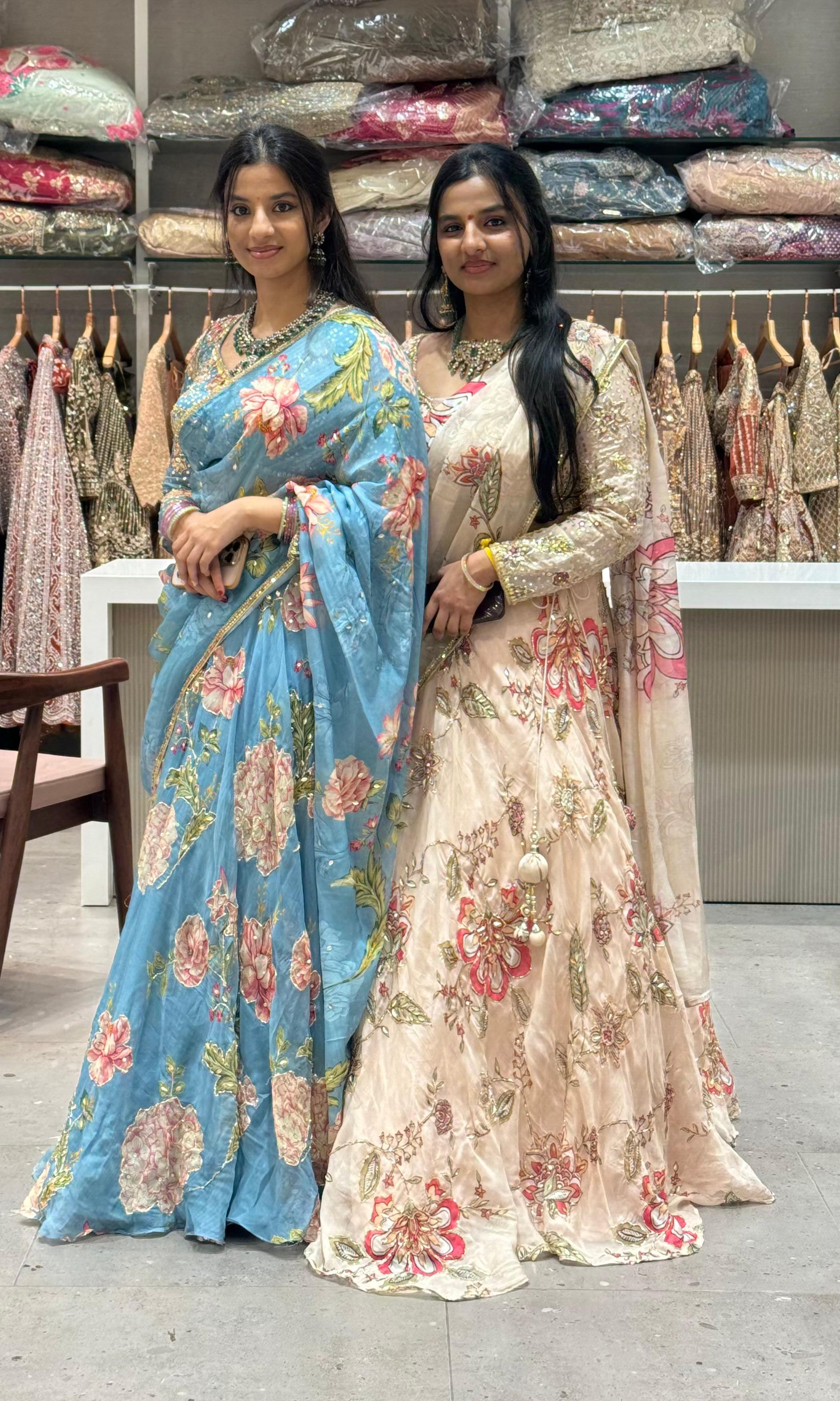 Light peach Floral Embroidered Lehenga