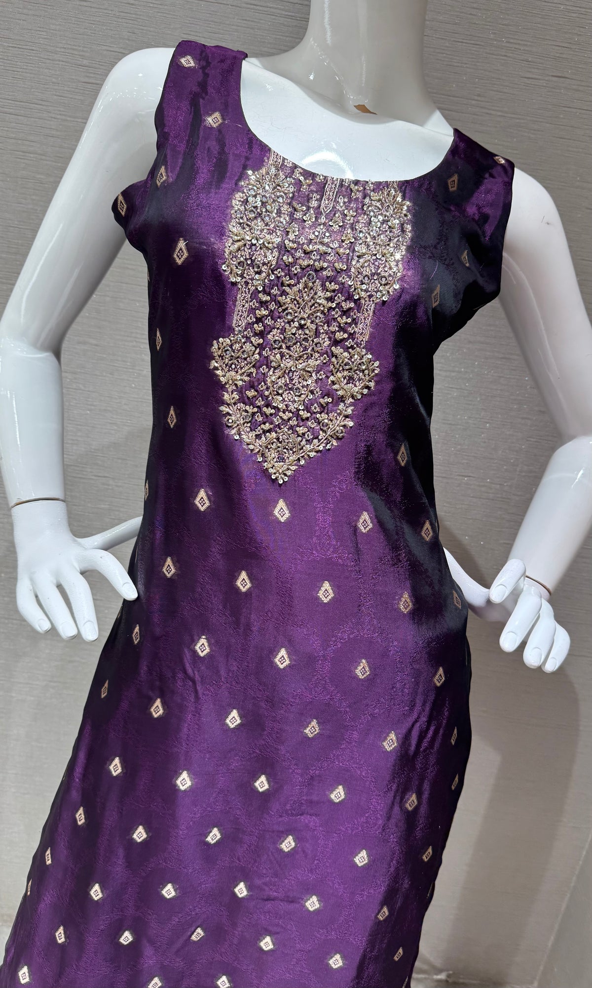 Purple & Gold Banarasi silk Kurta Set with Dupatta