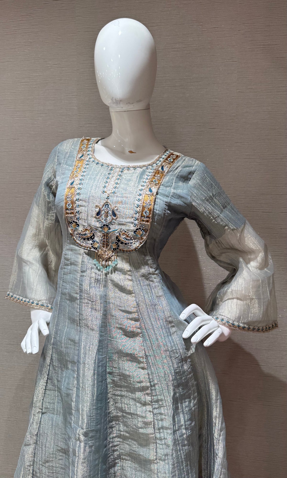 Light Blue Shimmer Kurta Set with Dupatta