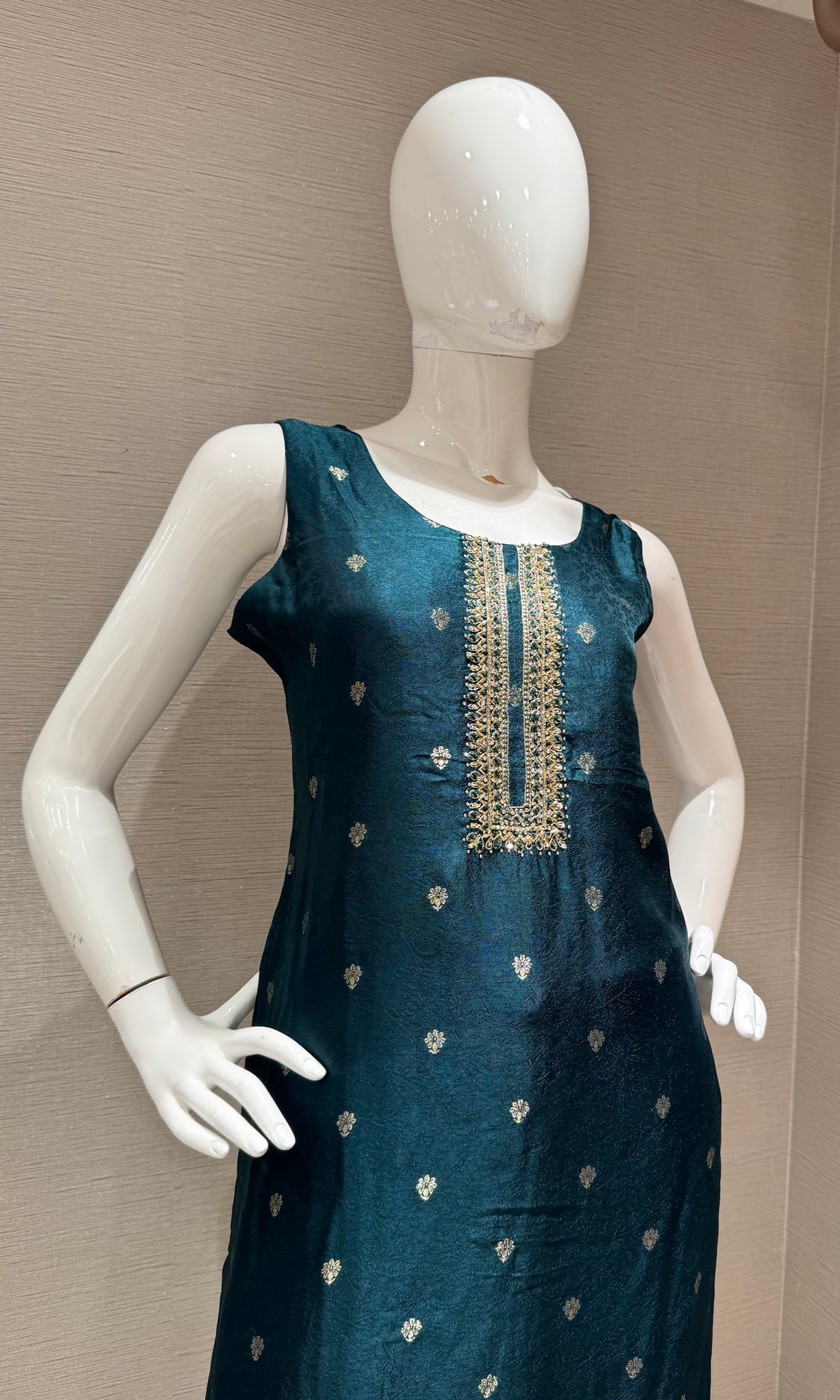 Green Embroidered Silk Kurta Set with Banarasi Dupatta