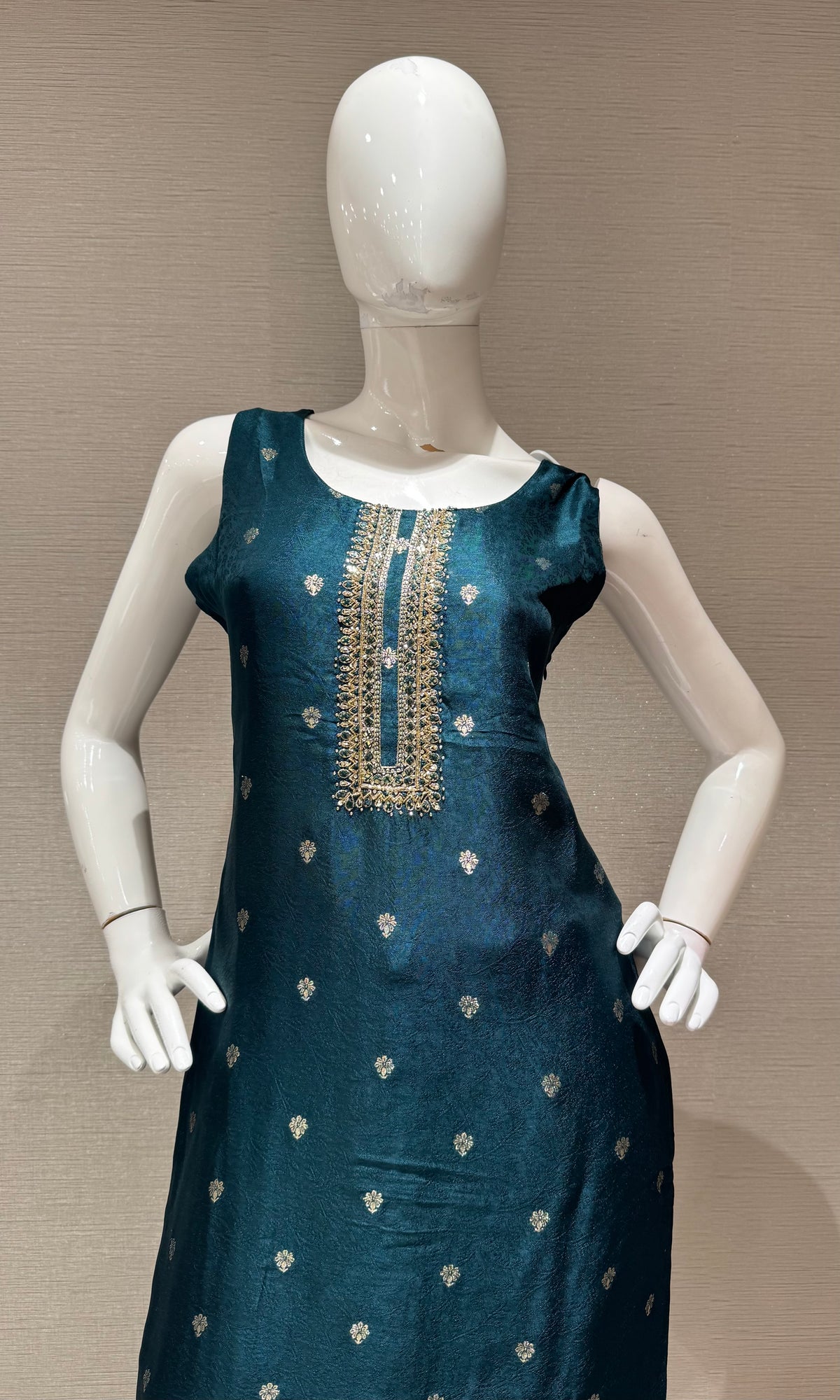 Green Embroidered Silk Kurta Set with Banarasi Dupatta