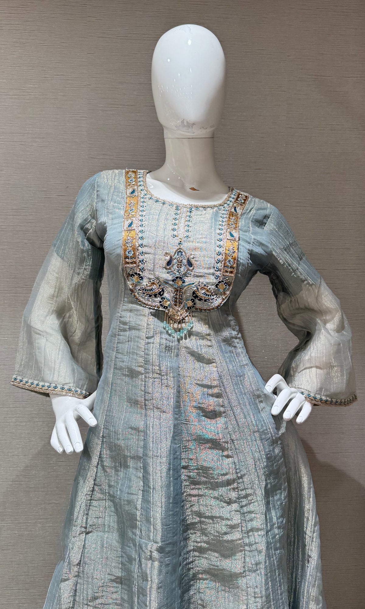 Light Blue Shimmer Kurta Set with Dupatta