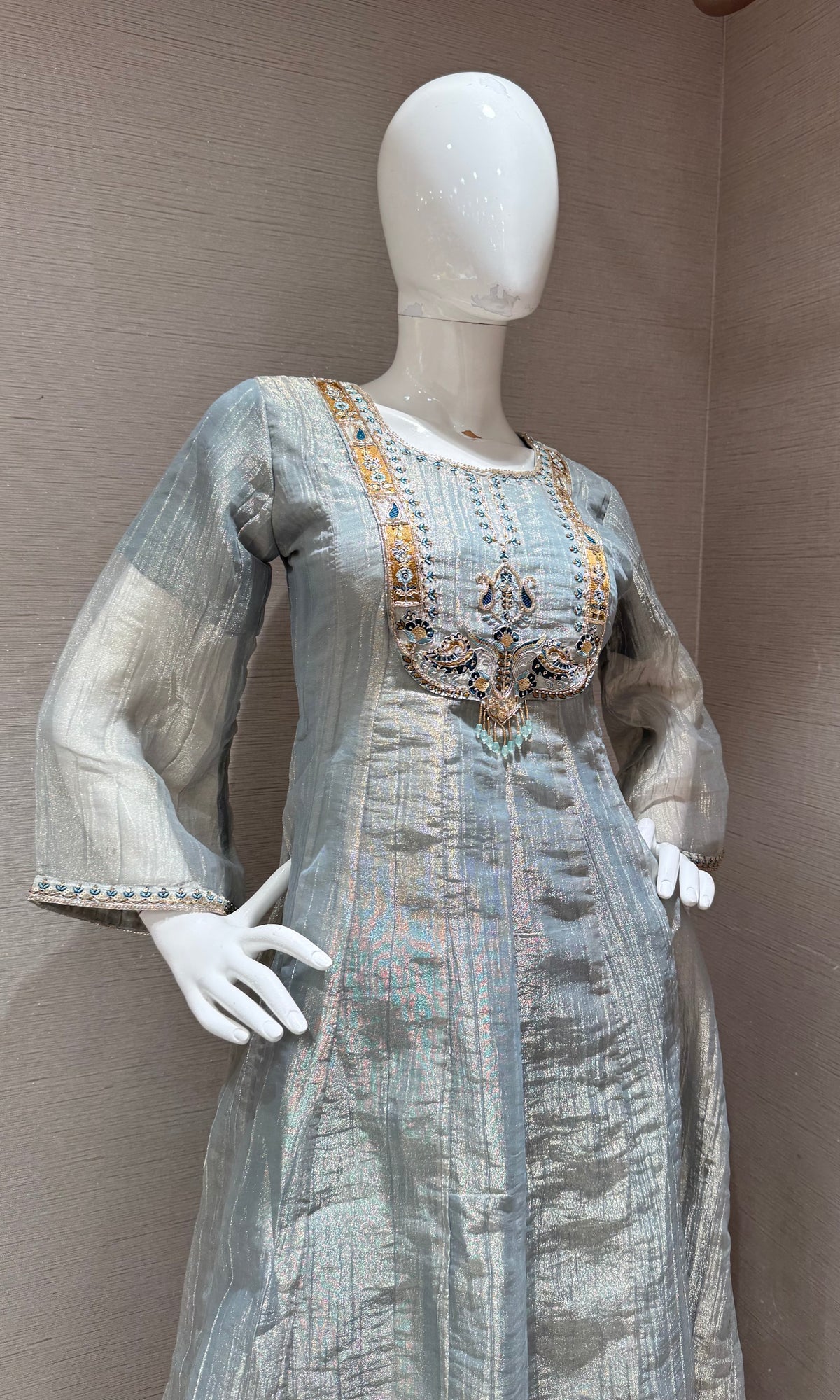 Light Blue Shimmer Kurta Set with Dupatta