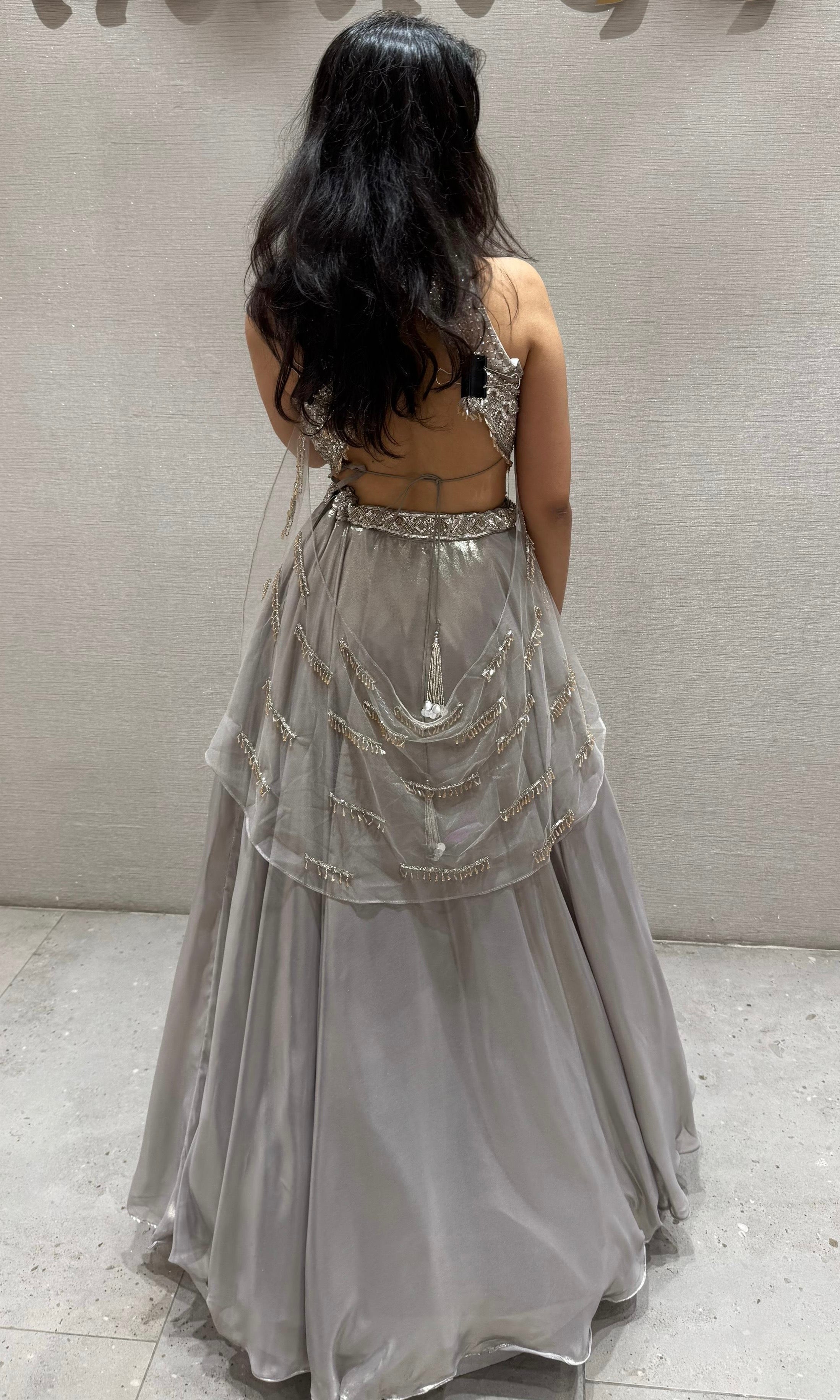Silver shimmer stone Lehenga