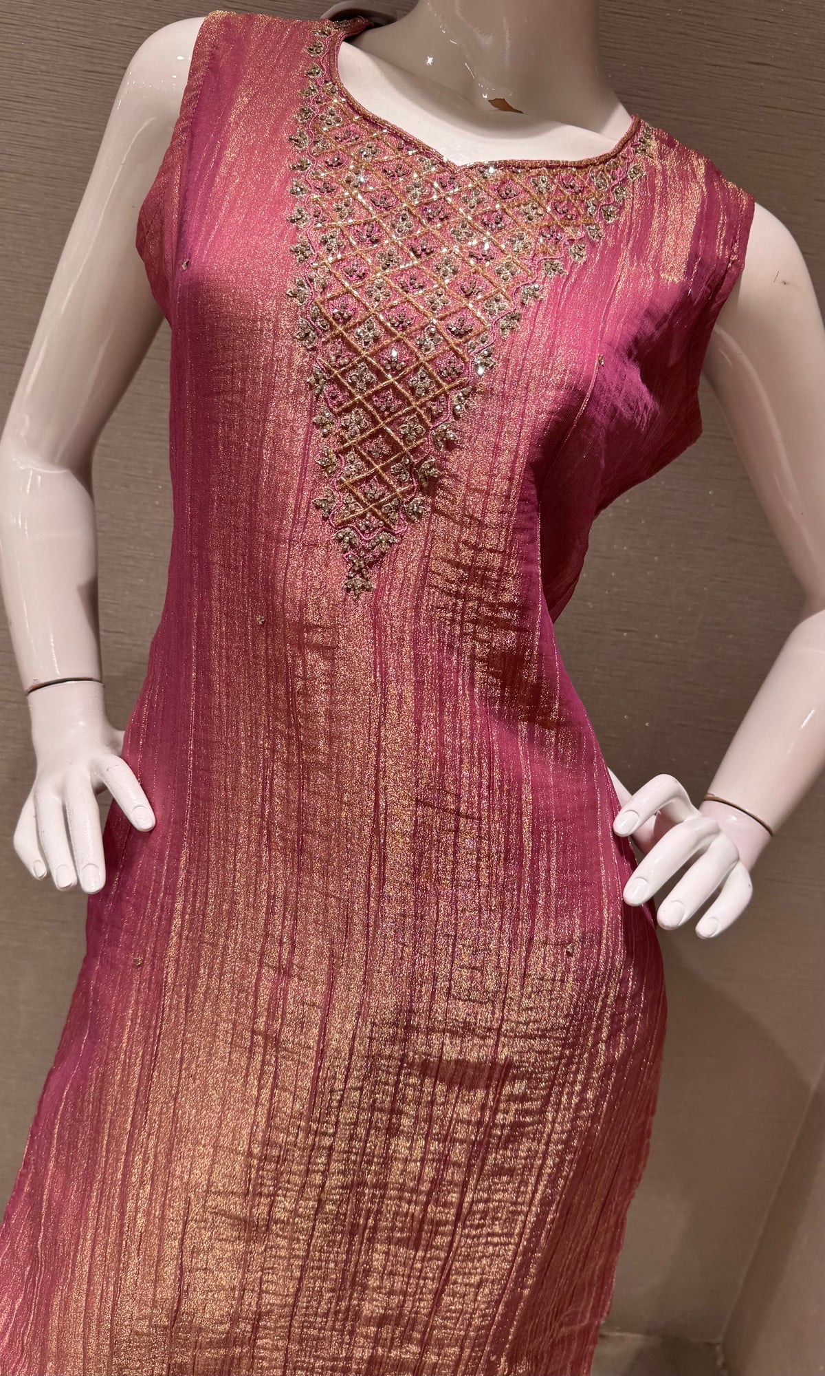 Wine Tissue Silk Ethnic Kurta Set with Dupatta