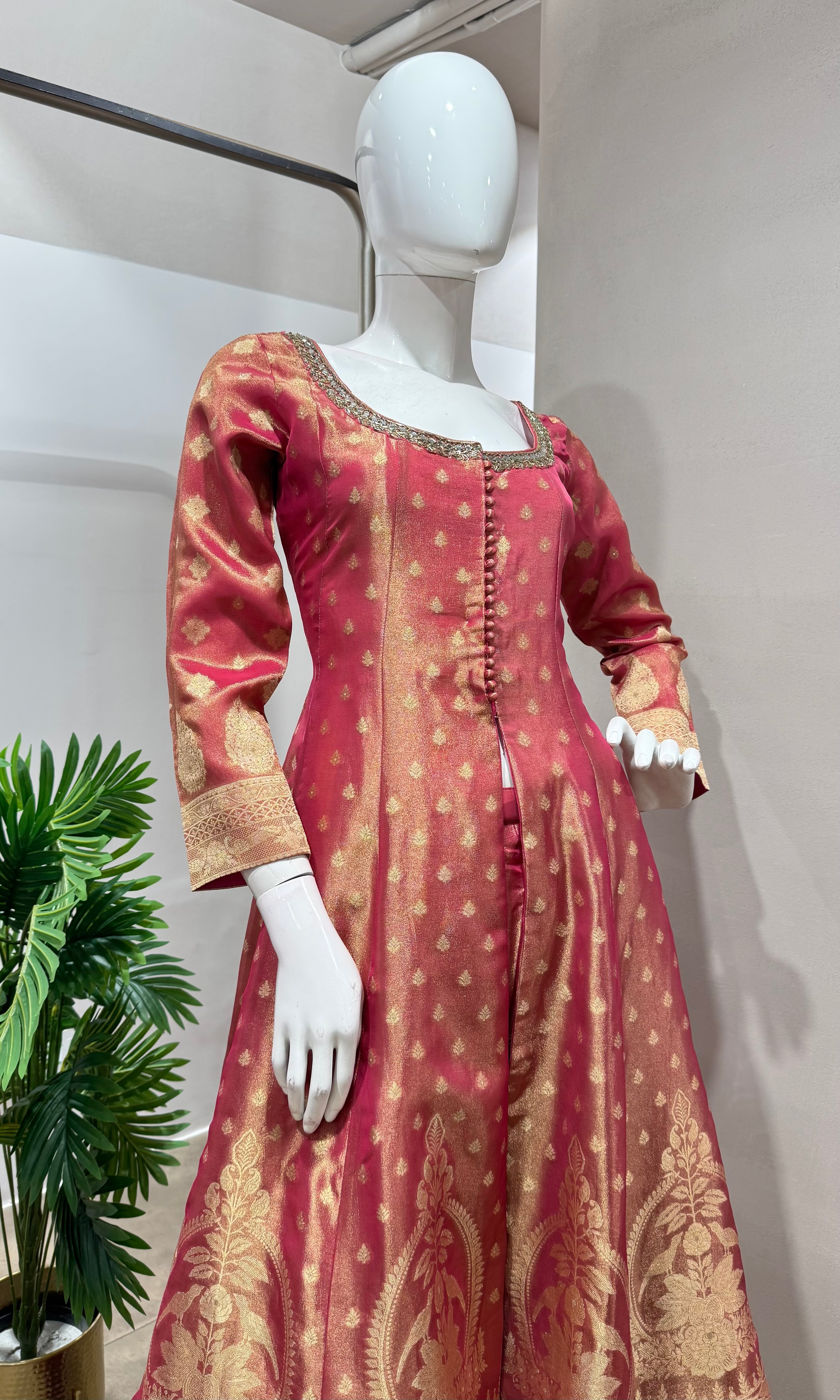 Pink ANARKALI WITH PALAZZO PANTS
