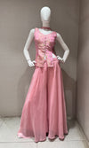 ROSE PINK Georgette PEPLUM PALAZZO SET