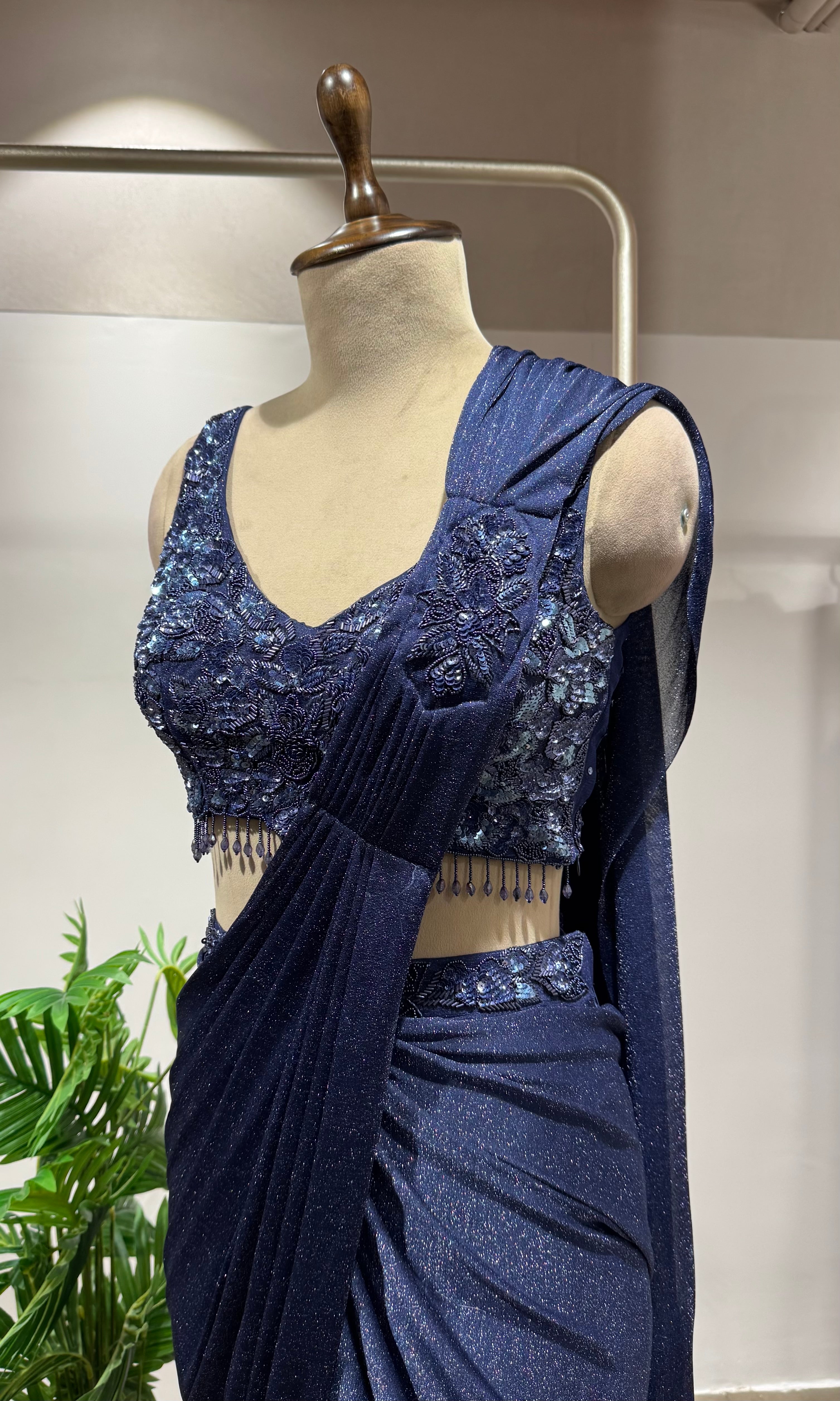 Blue Draped Saree with BLOUSE