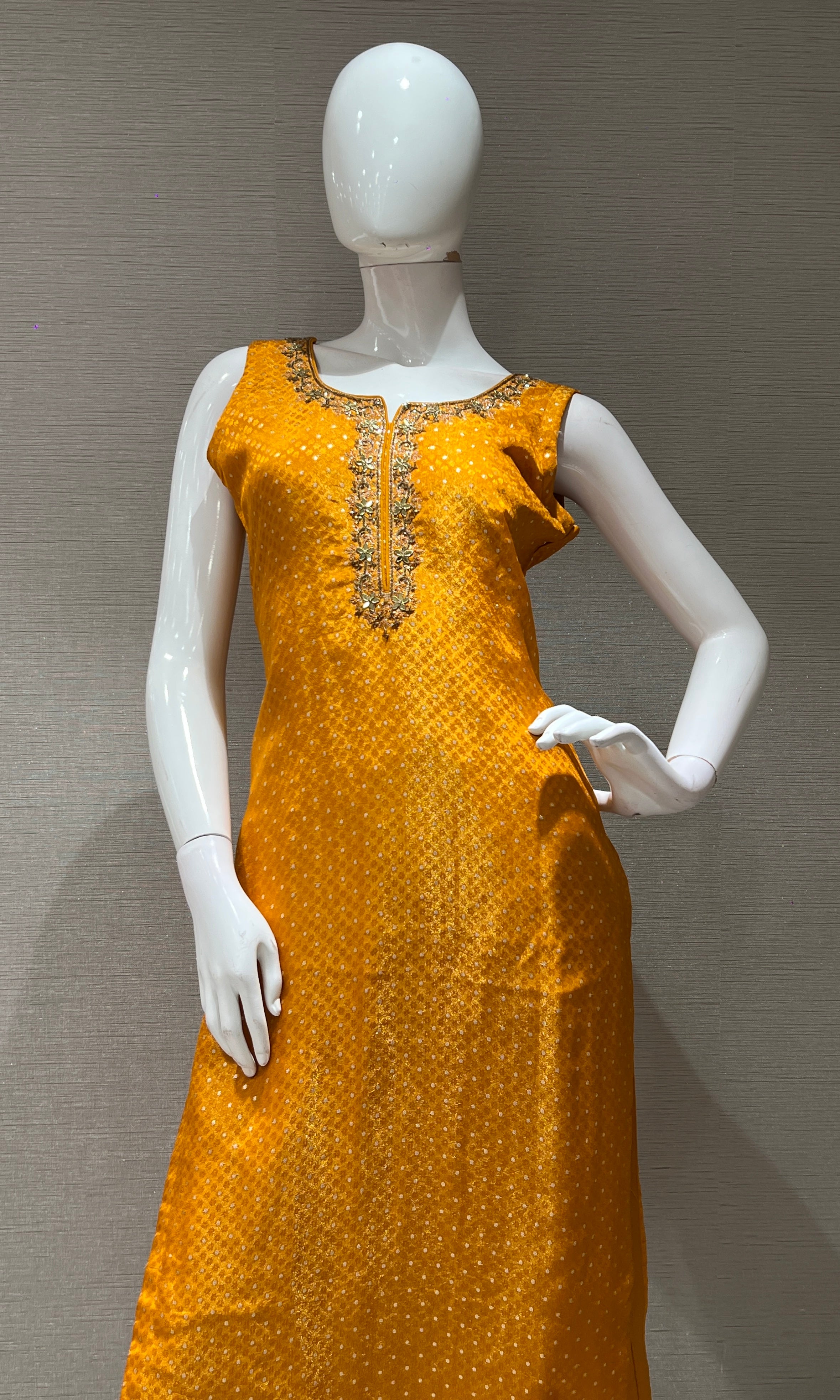 Mustard yellow golden kurta set