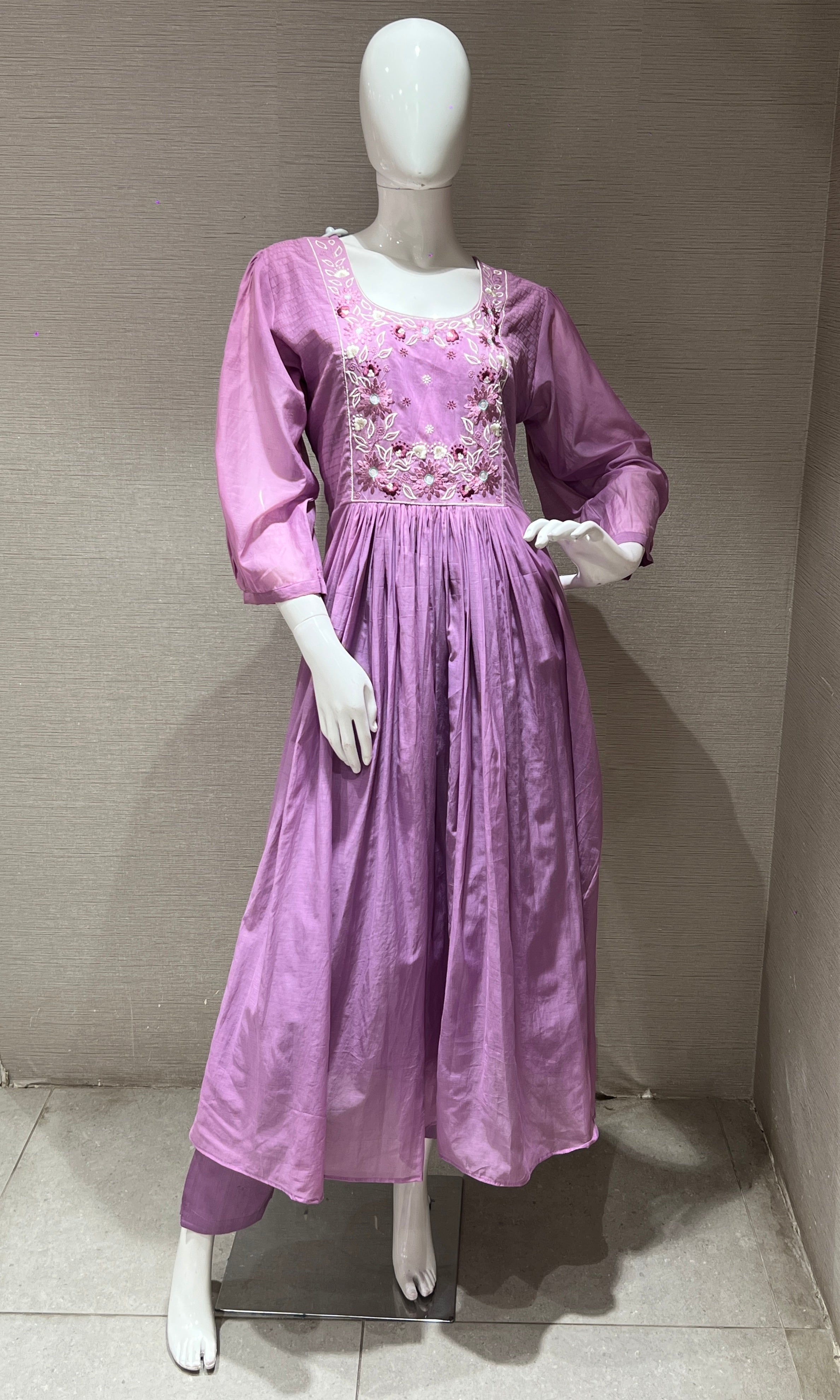 Purple Mul Chanderi kurta set