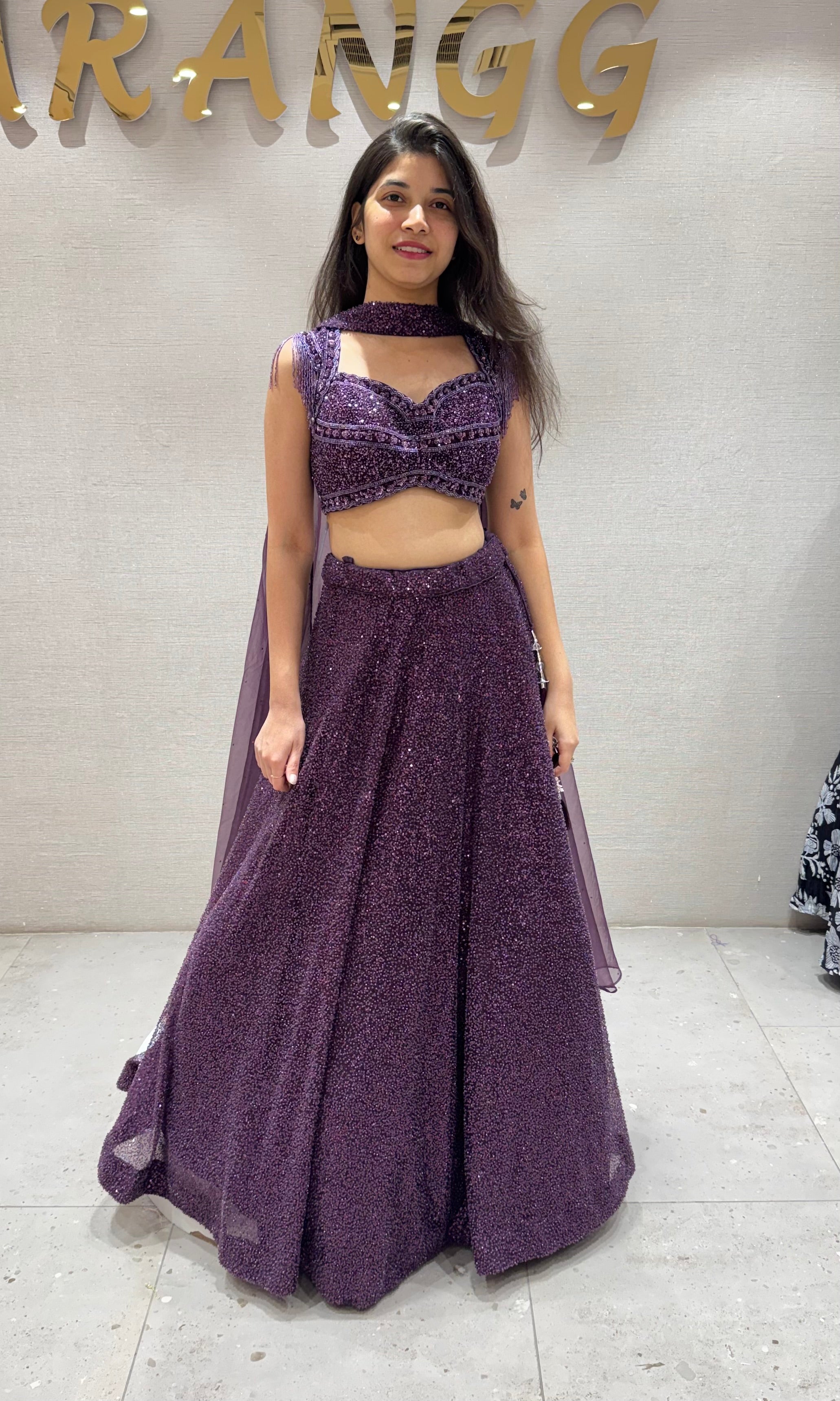 Wine Lehenga WITH ELEGANT CORSET BLOUSE
