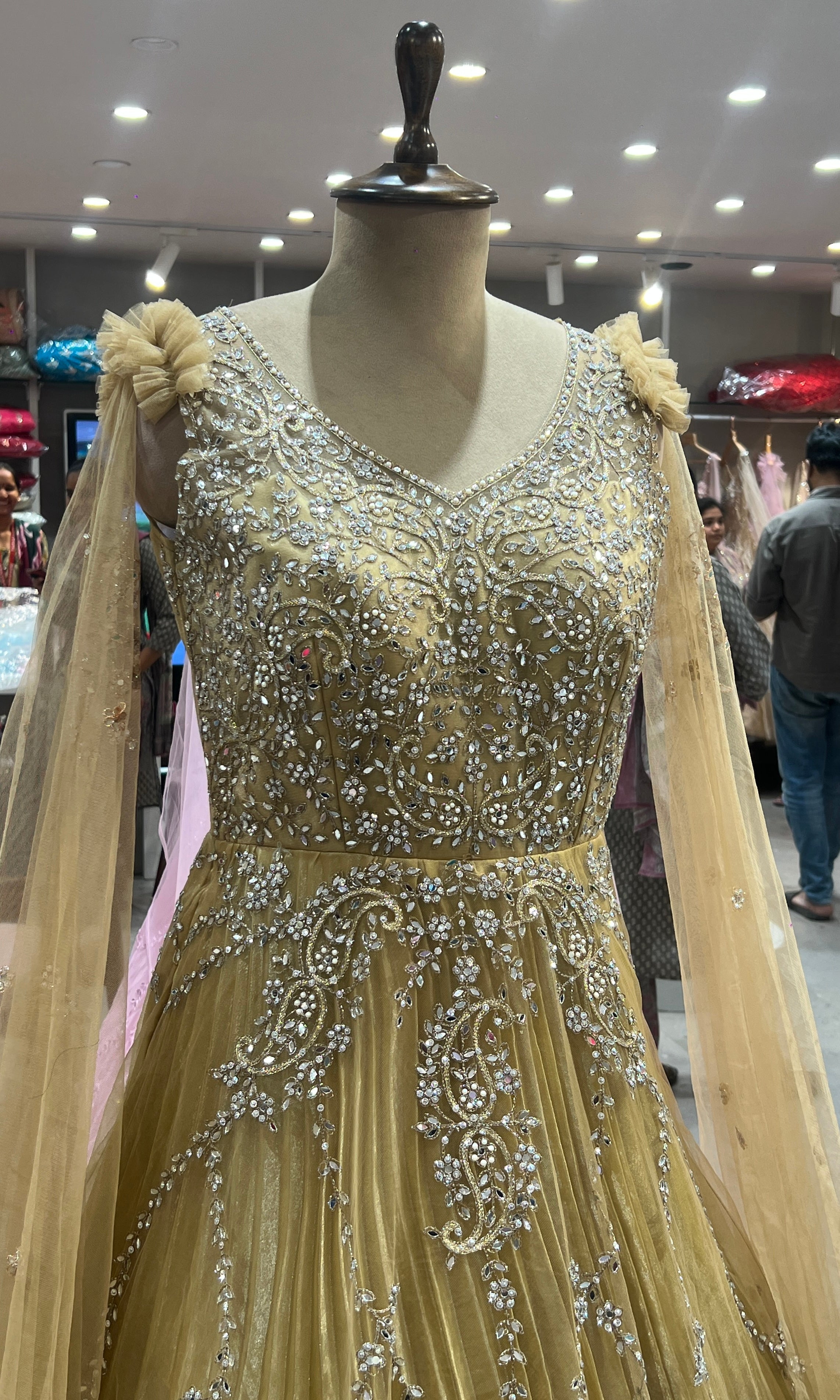 Light brown Crystal Embellished Gown