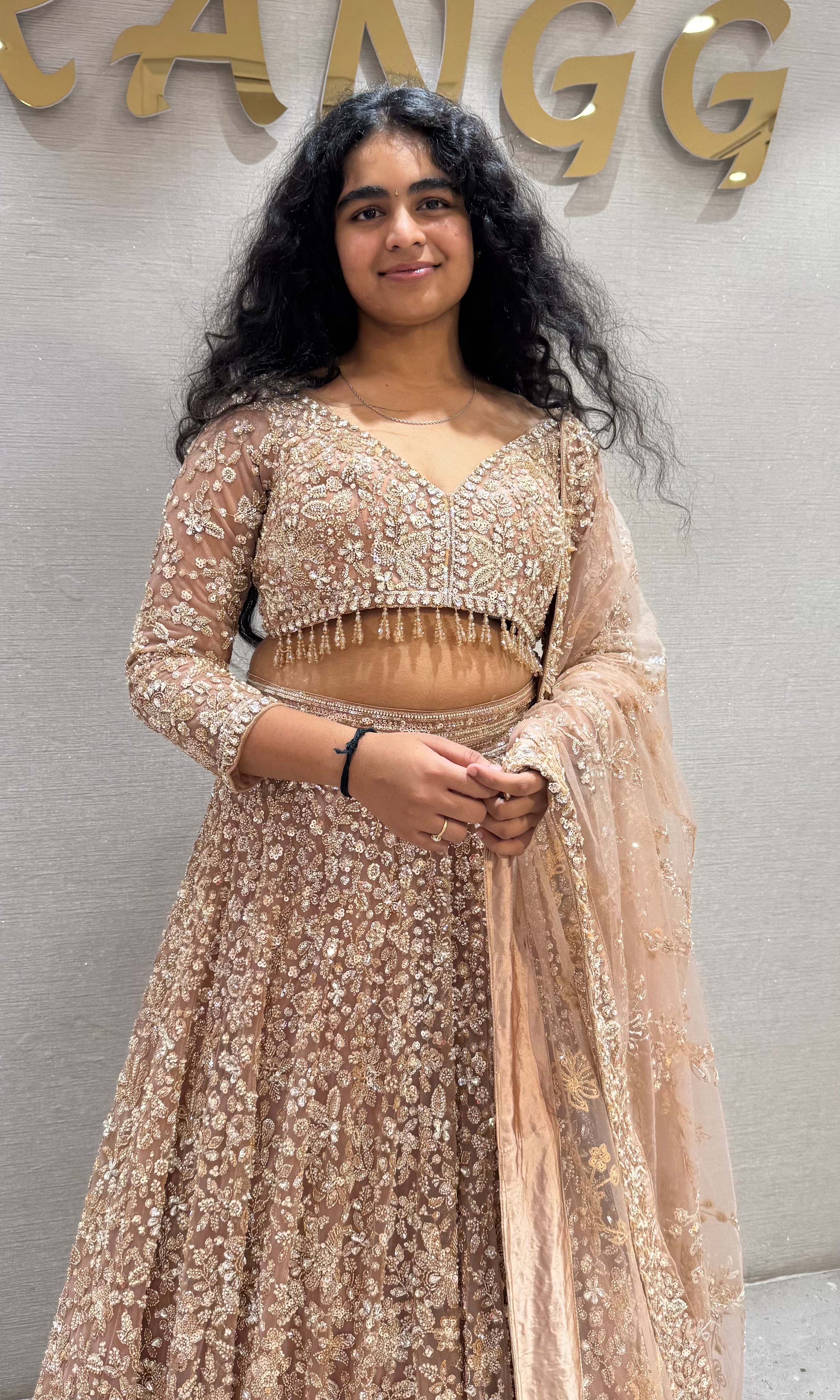 Gold Embroidered Designer Net Lehenga