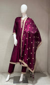 Wine EMBROIDERED ANARKALI KURTA SET