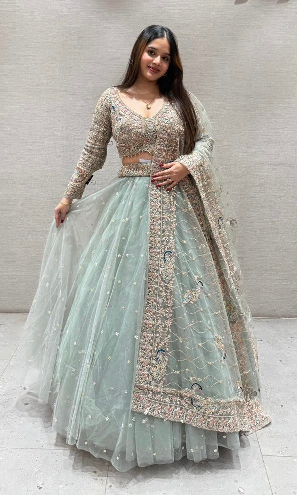 Pista green Lehenga