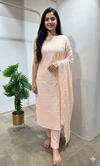 PEACH CHIKANKARI DRESS MATERIAL