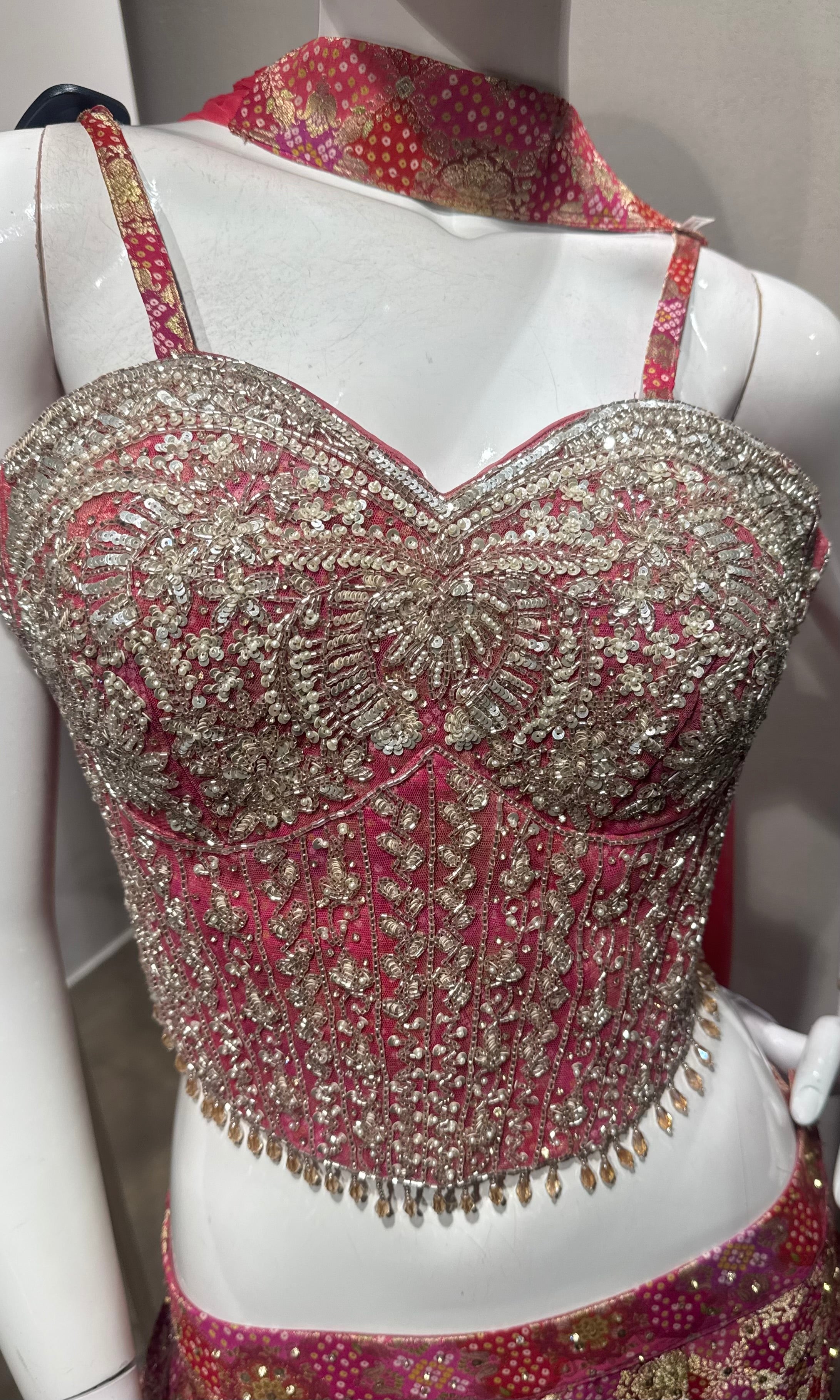Pink Embroidered Corset & Flared Palazzo set