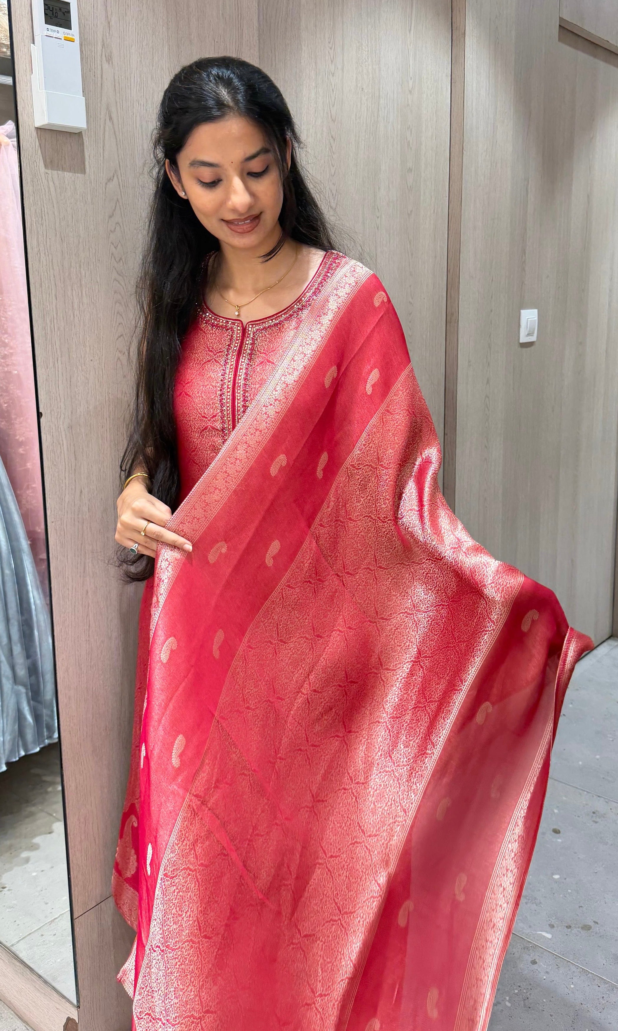 Rani pink ethnic kurta set with dupatta