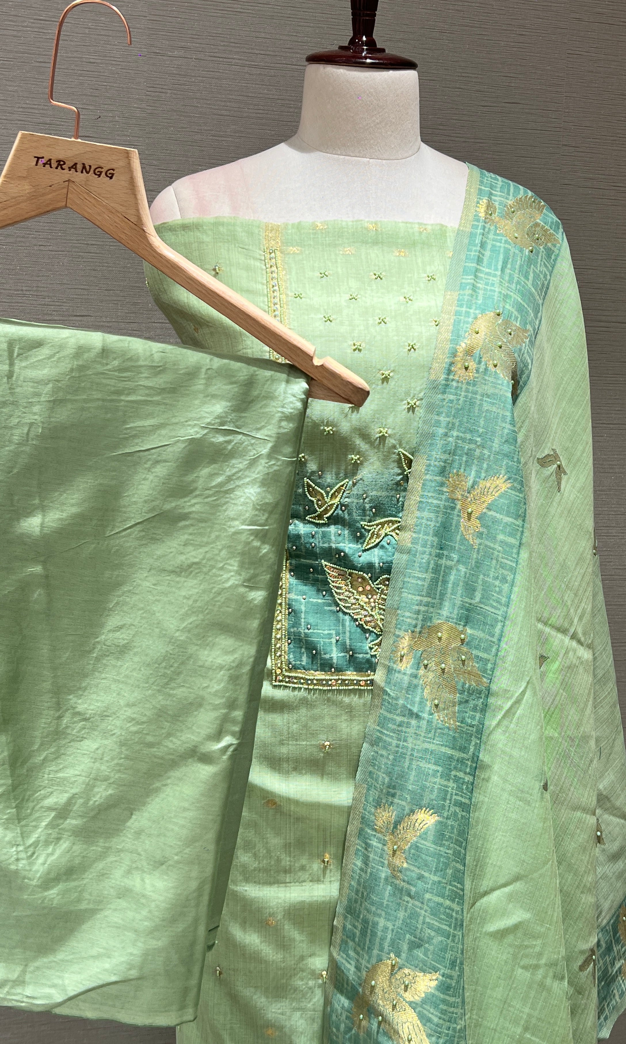 Green dress material