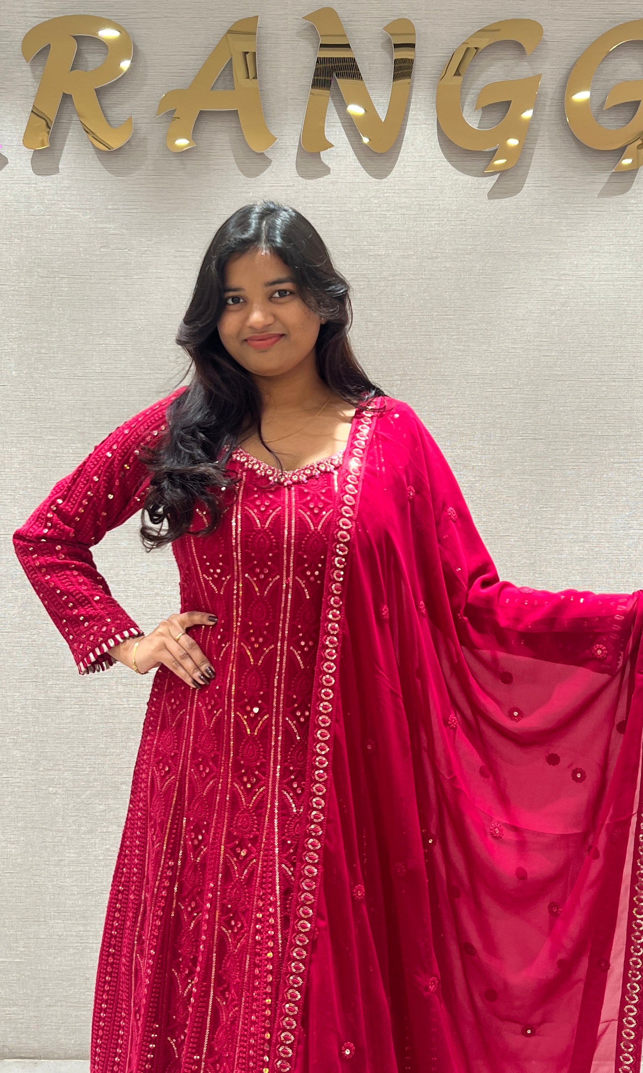 Rani pink  Long Anarkali