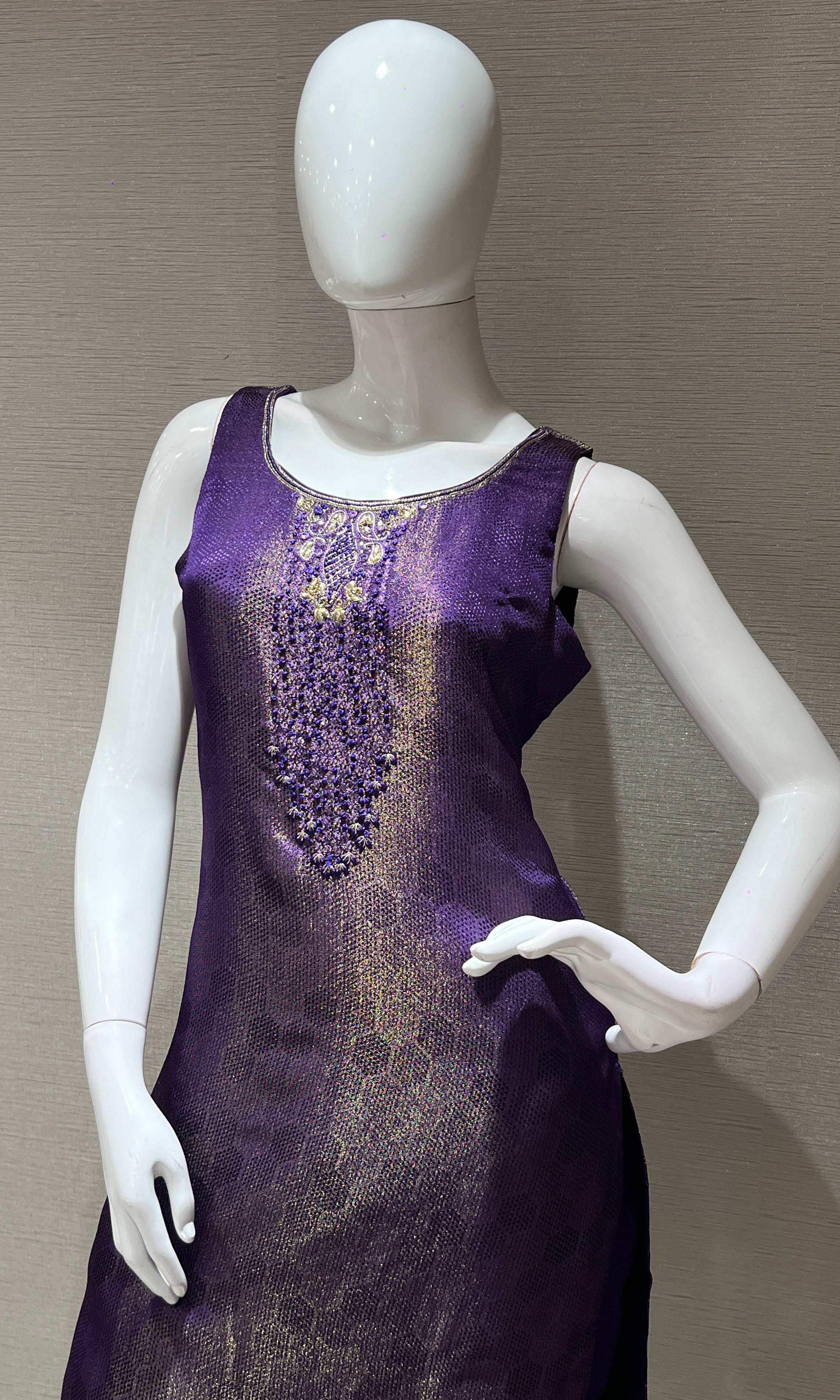 Purple Embroidered Kurta Set