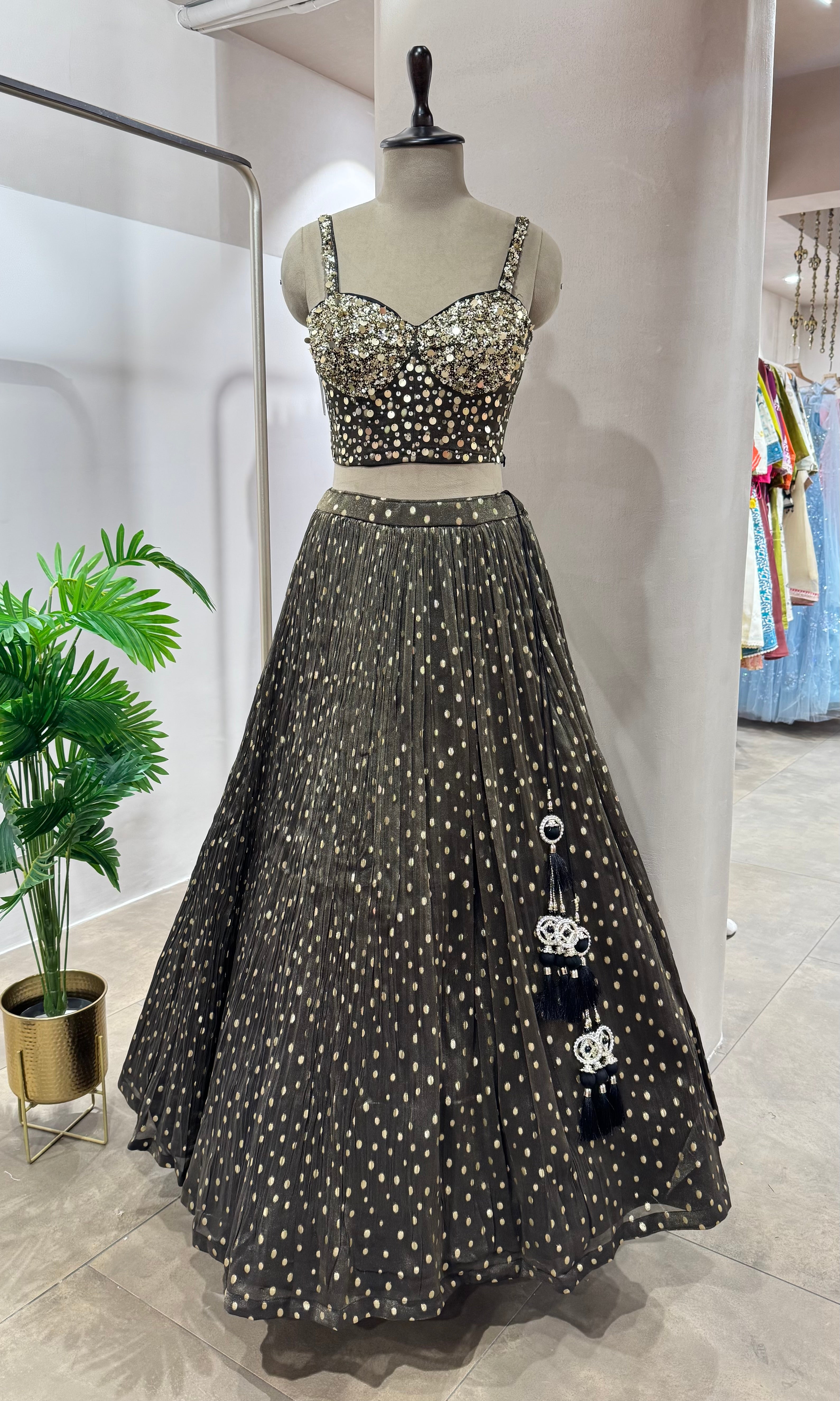BLACK LEHENGA WITH CORSET BLOUSE