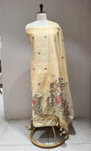 Light Cream floral embroidery dress material