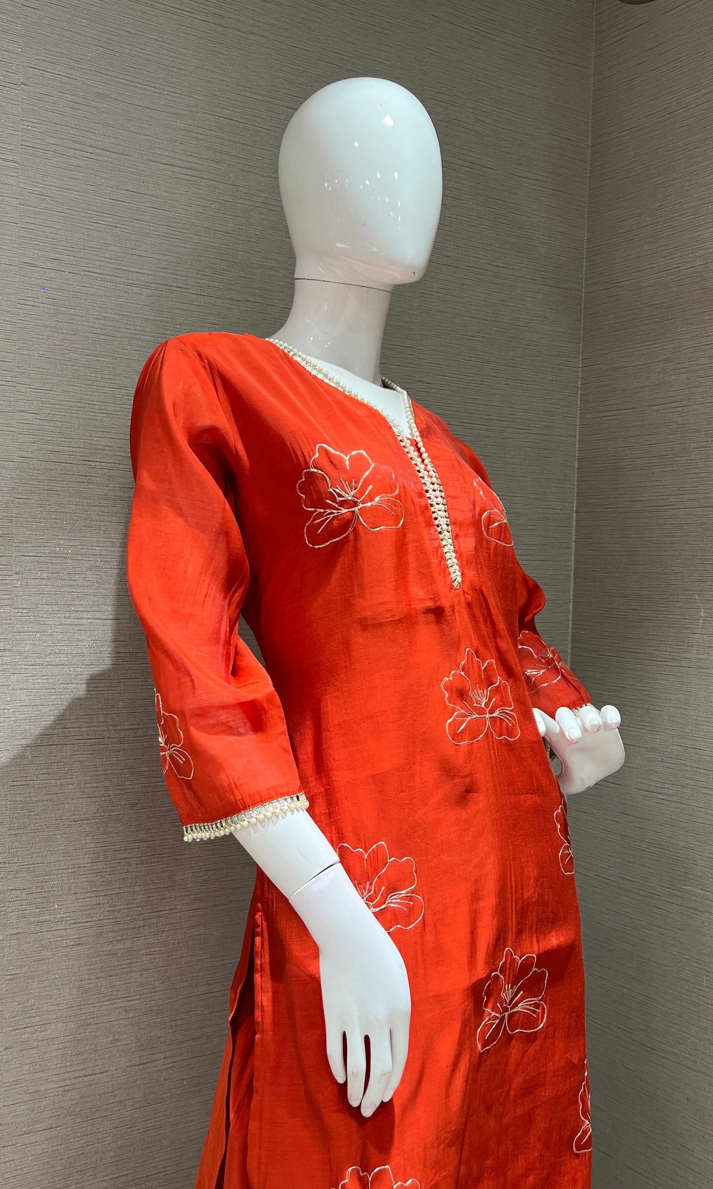 Rust KURTA SET WITH PALAZZO PANTS