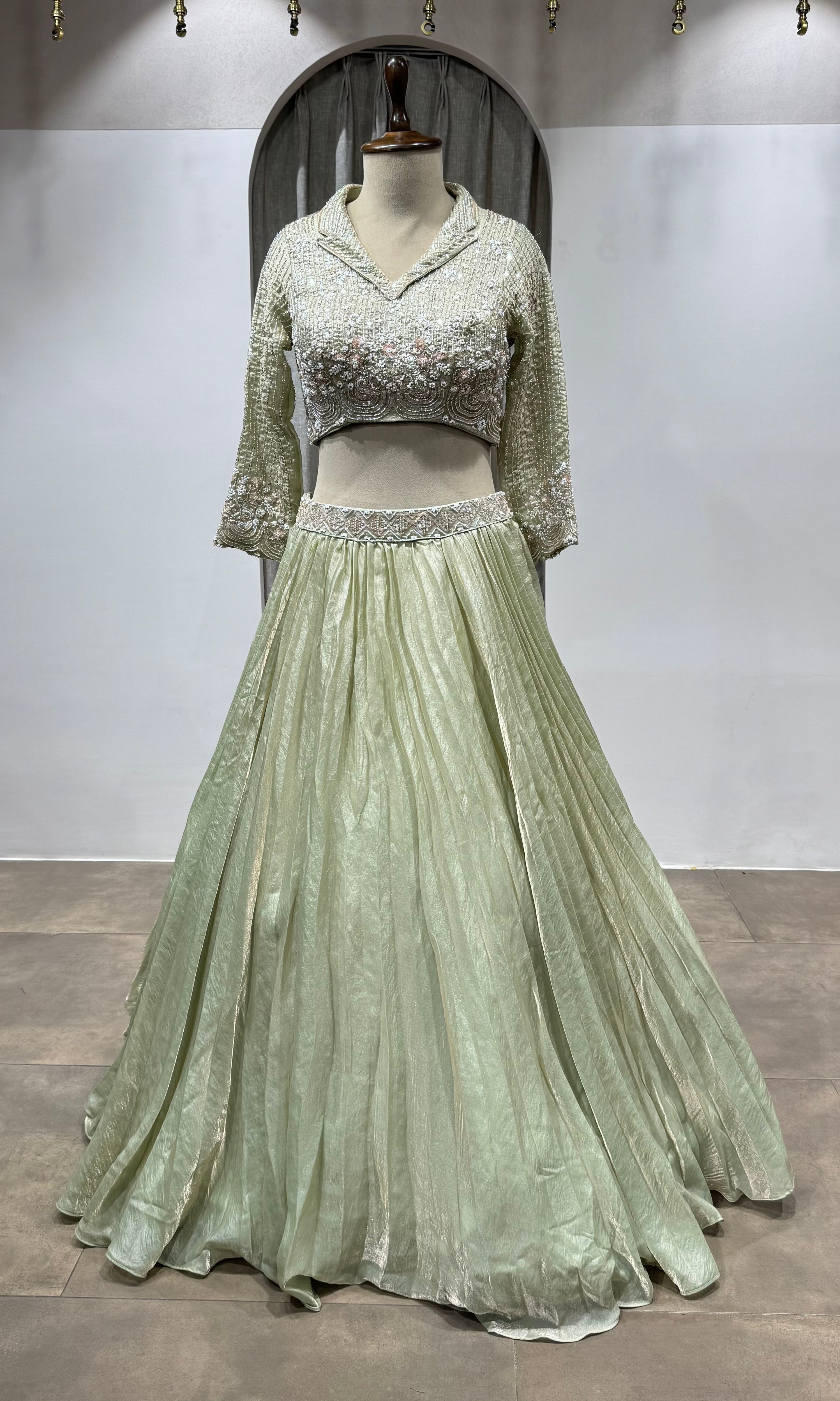 Light Green Embroidered Designer Lehenga Set