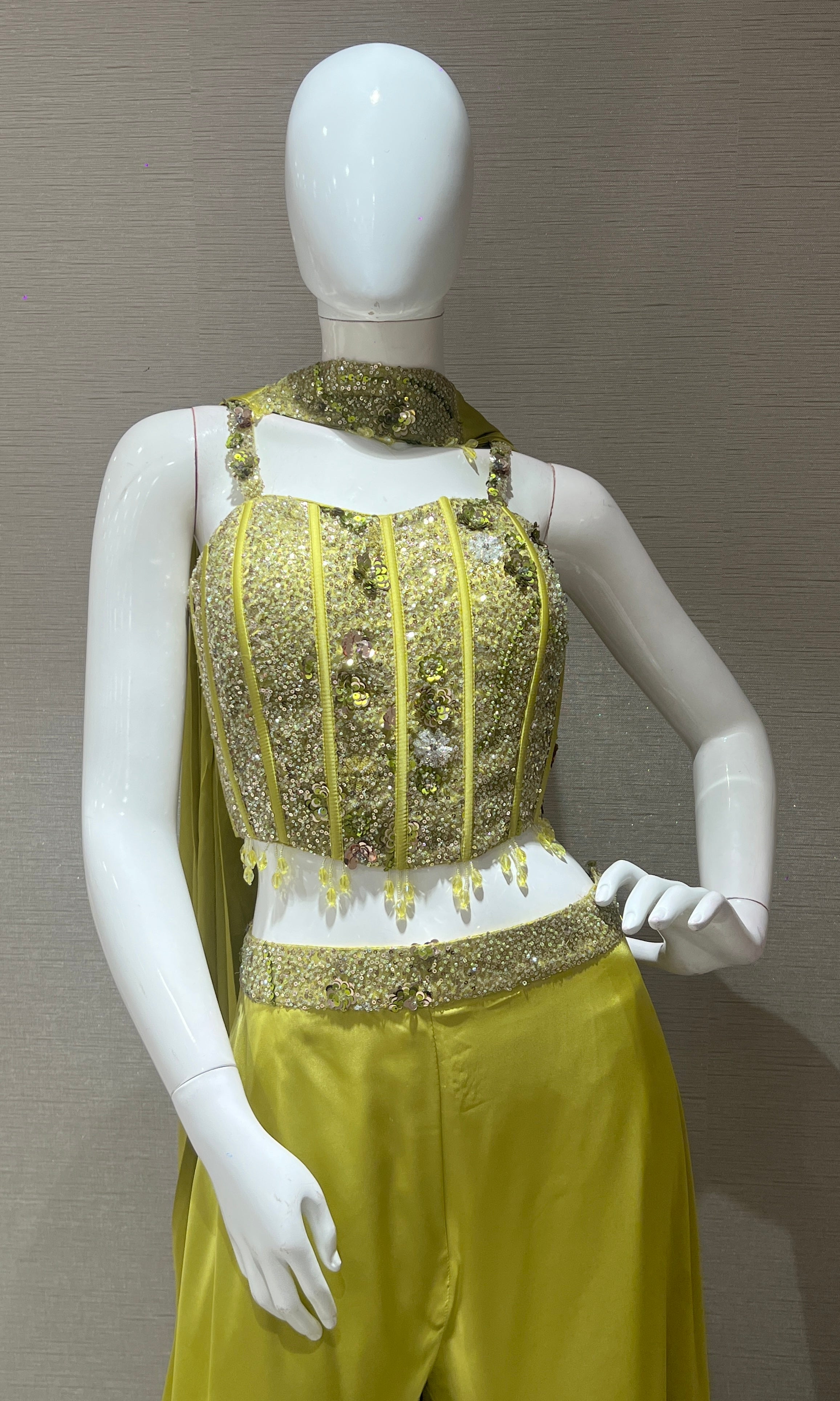Light Green palazzo with corset blouse
