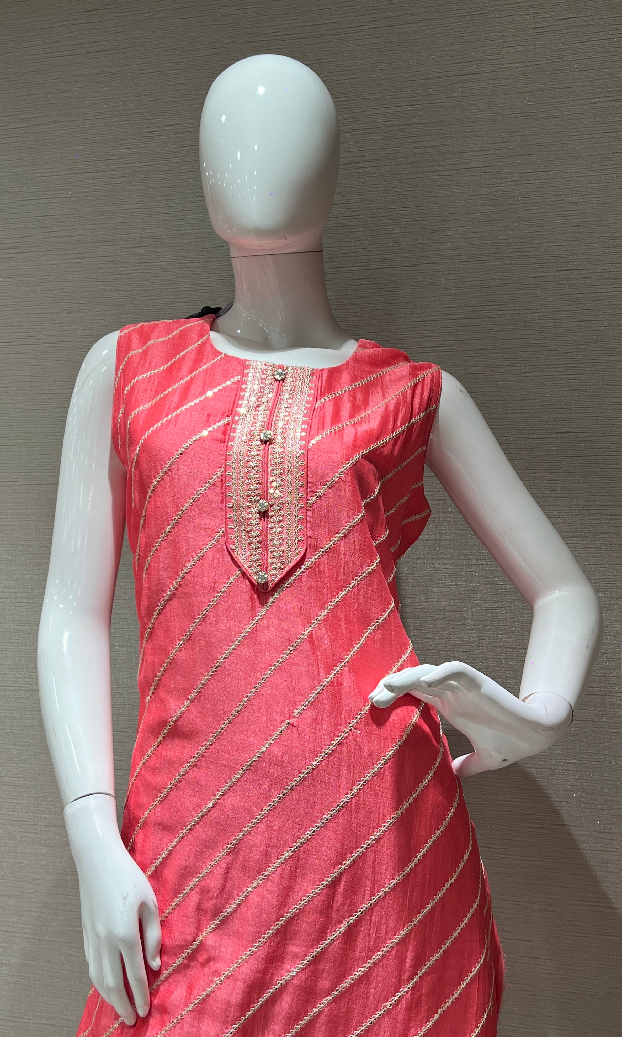 ROSE PINK GOLD STRIPED KURTA SET