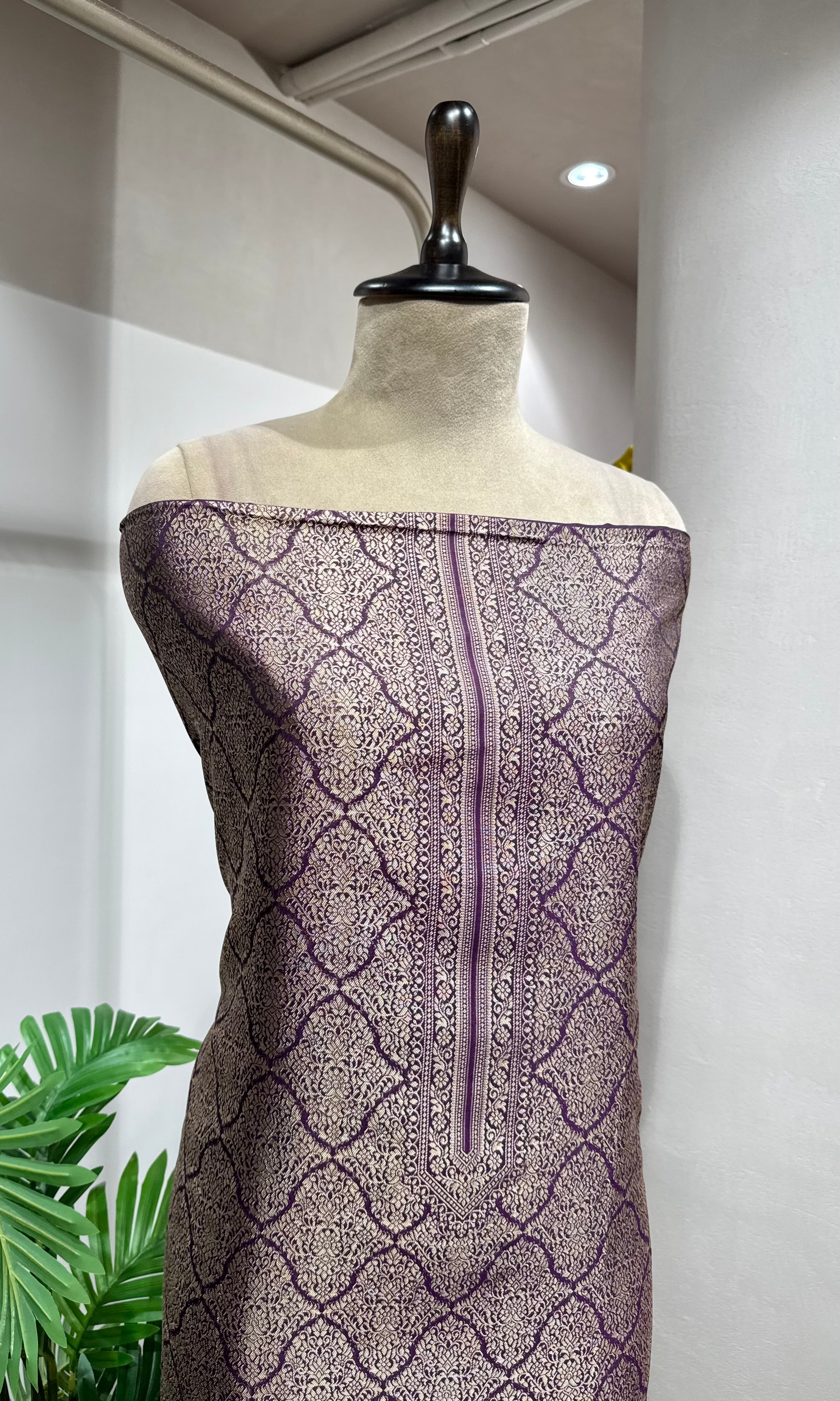 Wine Banarasi Silk DRESS MATERIAL