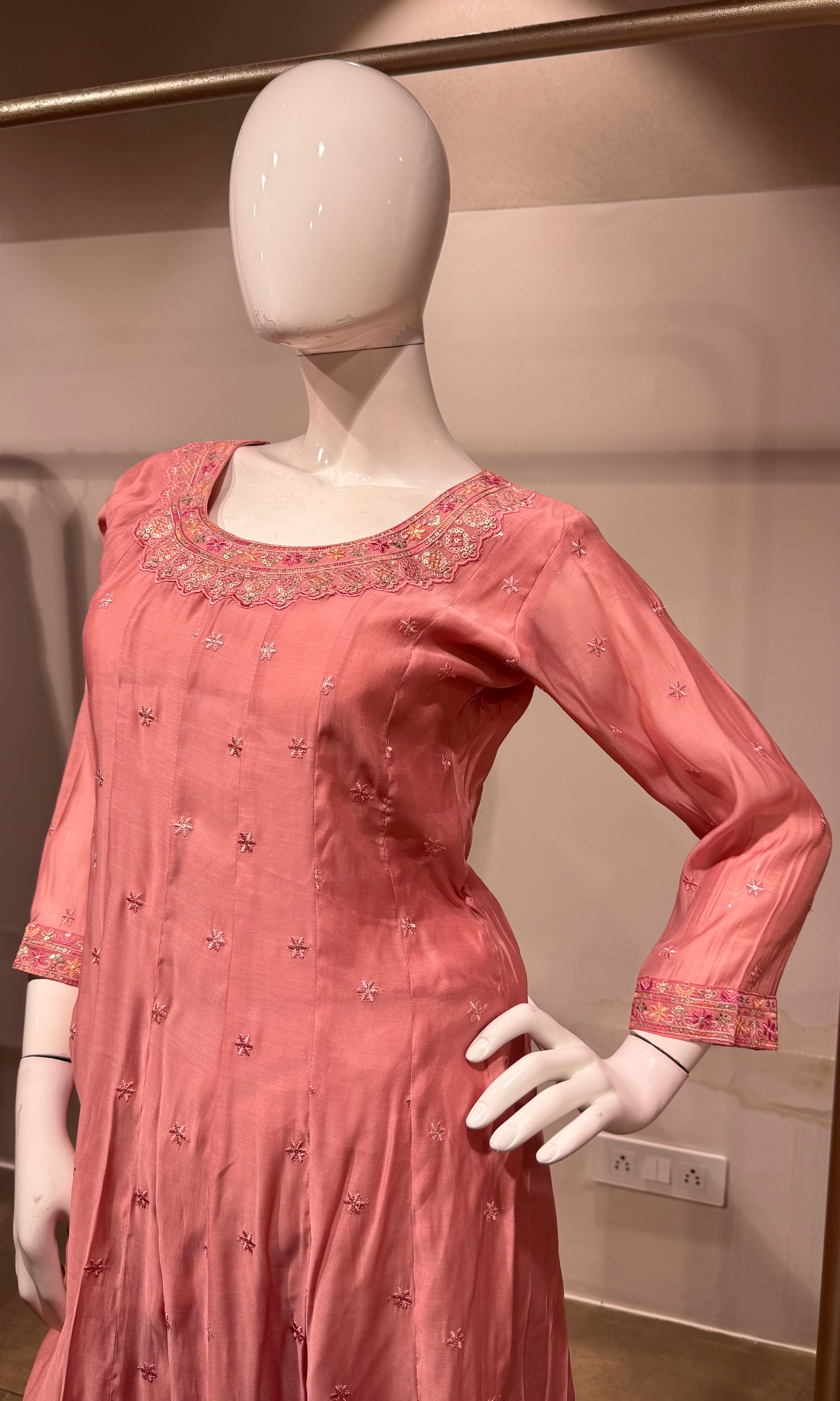 Blush Pink Embroidered Anarkali Kurta Set