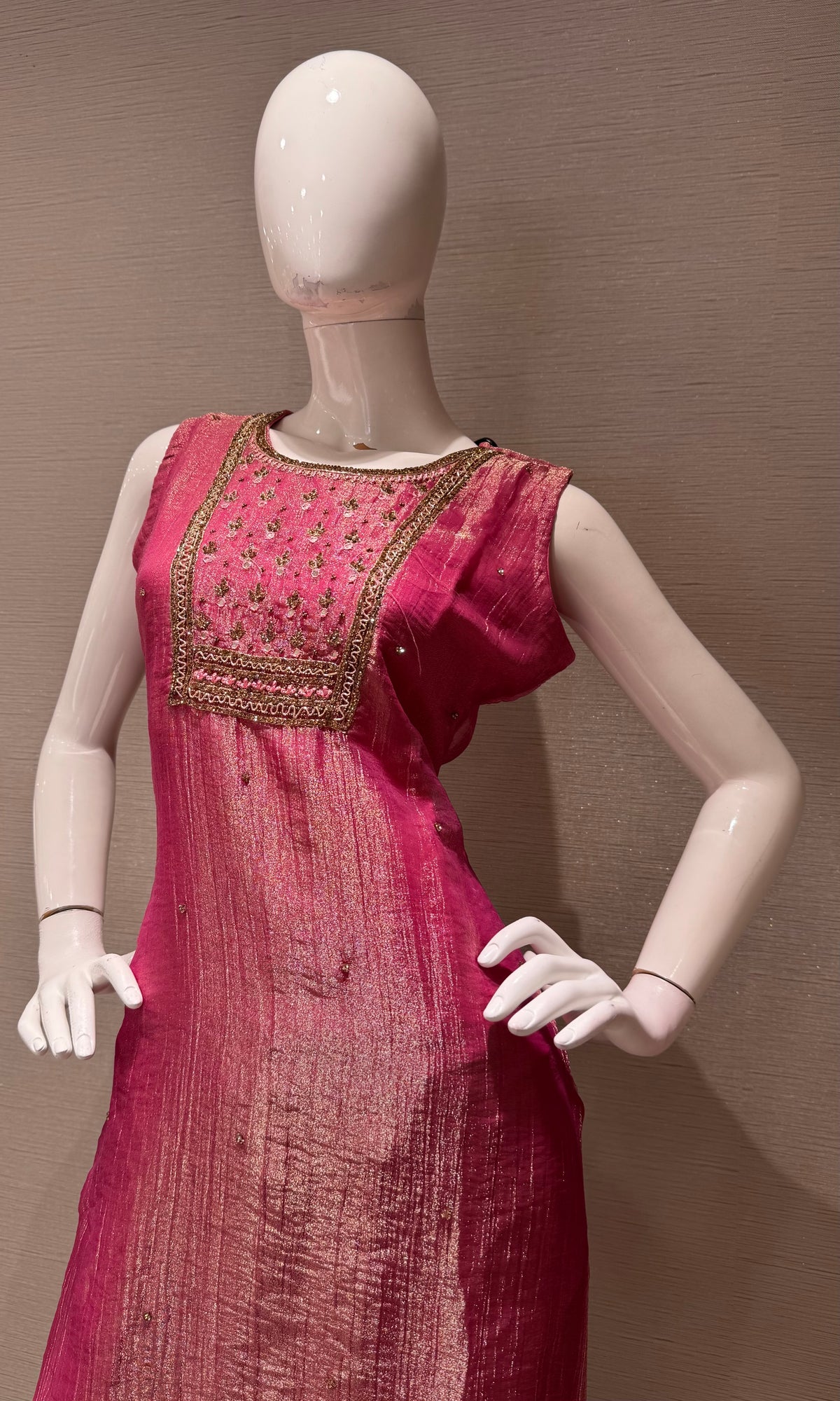 Light Pink ETHNIC SHIMMER KURTA SET WITH DUPATTA