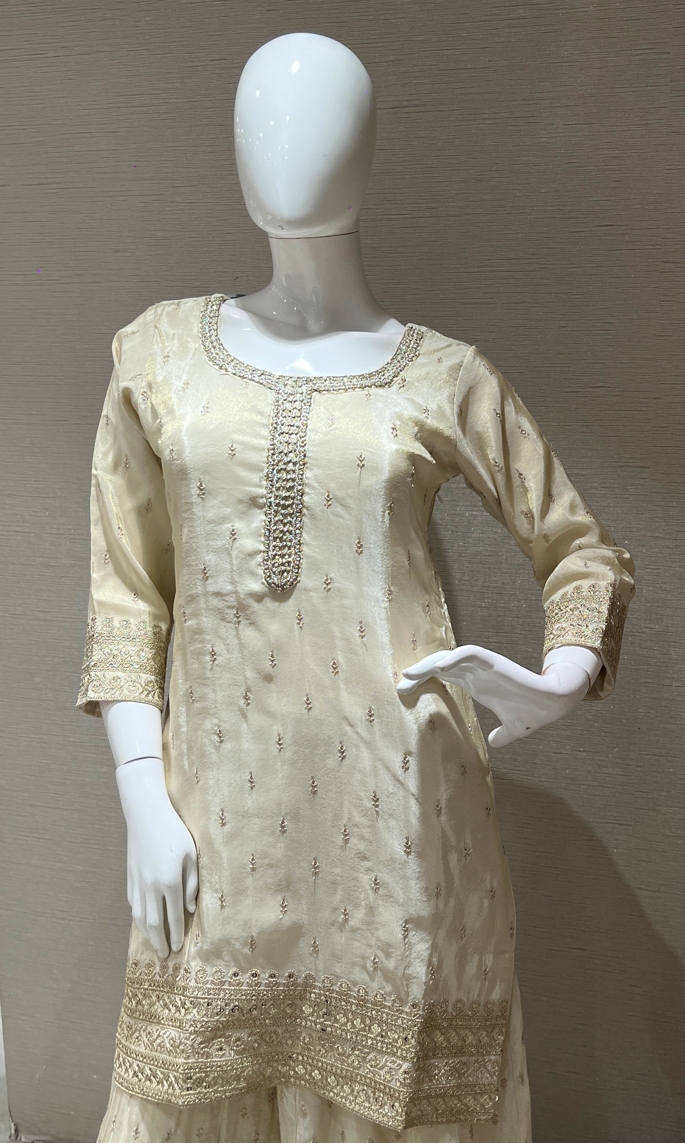 Half white Embroidered Sharara Palazoo