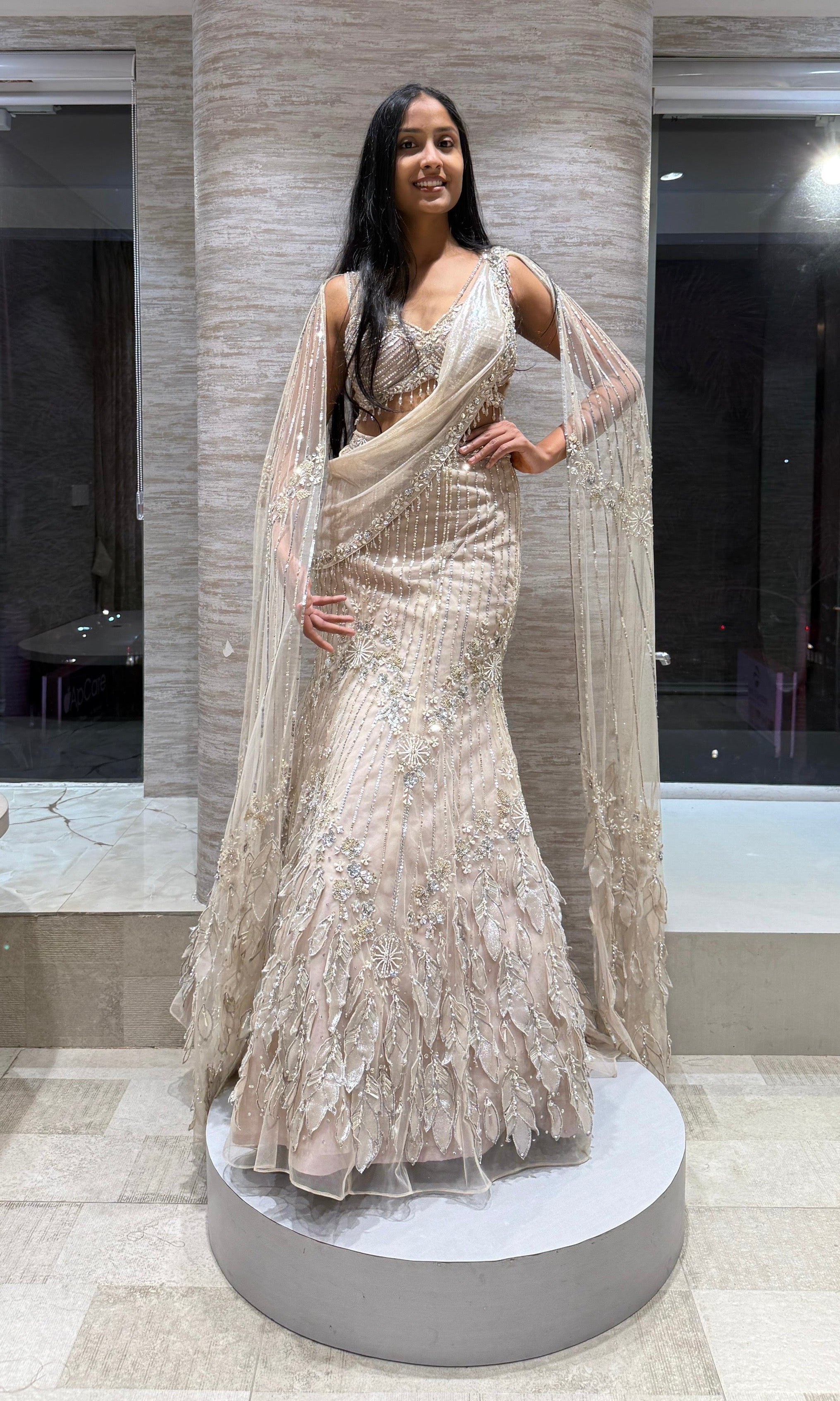 fawn Crystal Elegance Lehenga