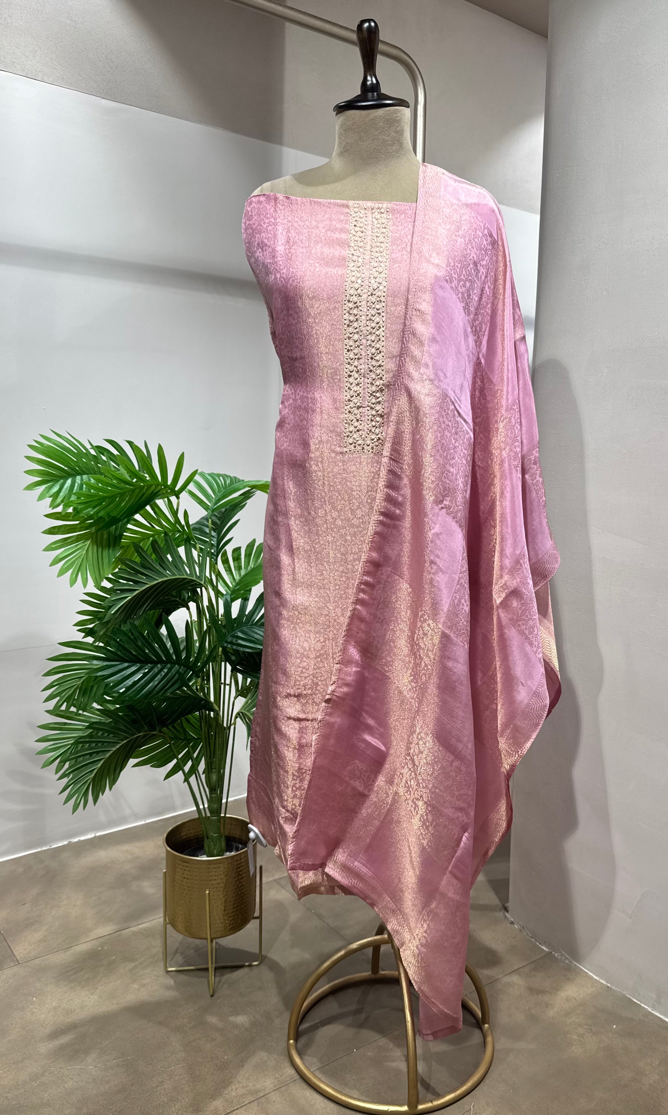 LAVENDER Banarasi Silk DRESS MATERIAL