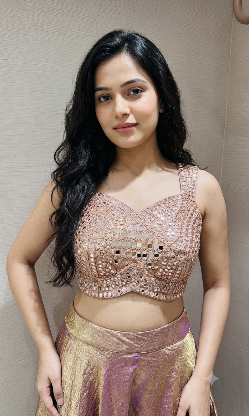 LILAC Shimmer Tissue Silk crop top Palazzo Set