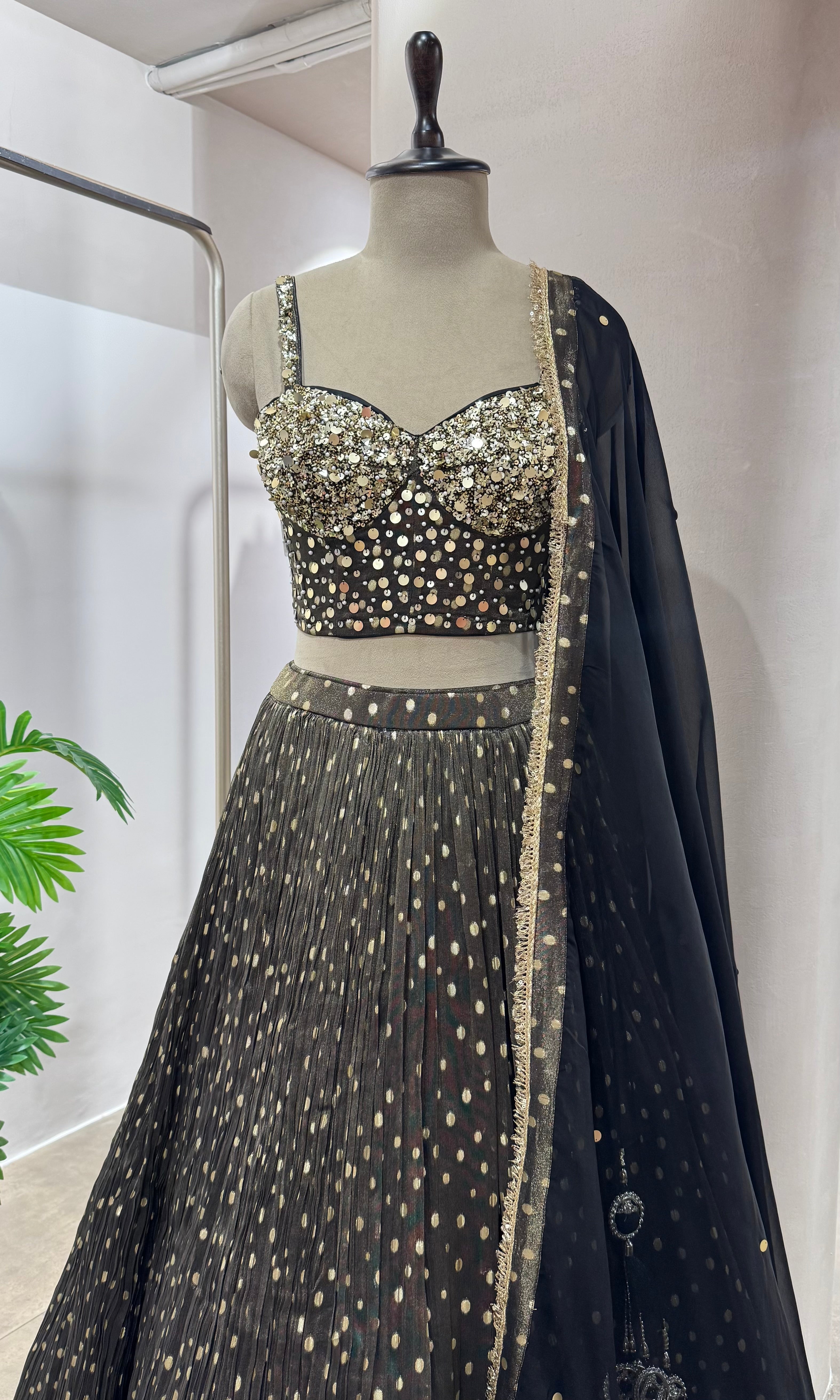 BLACK LEHENGA WITH CORSET BLOUSE