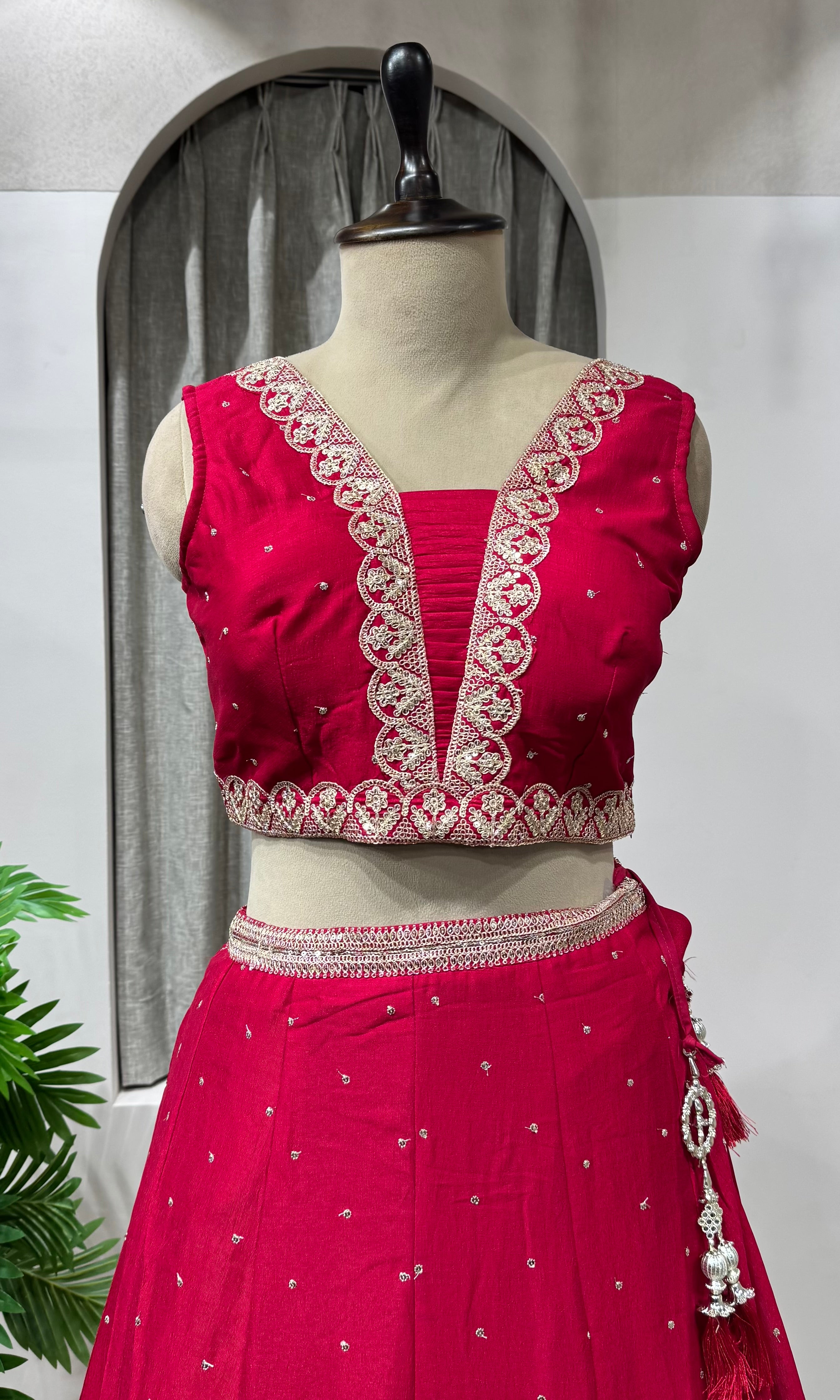 Pink Georgette Lehenga with dupatta