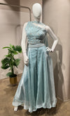 Sky Blue ethnic crop top palazzo set