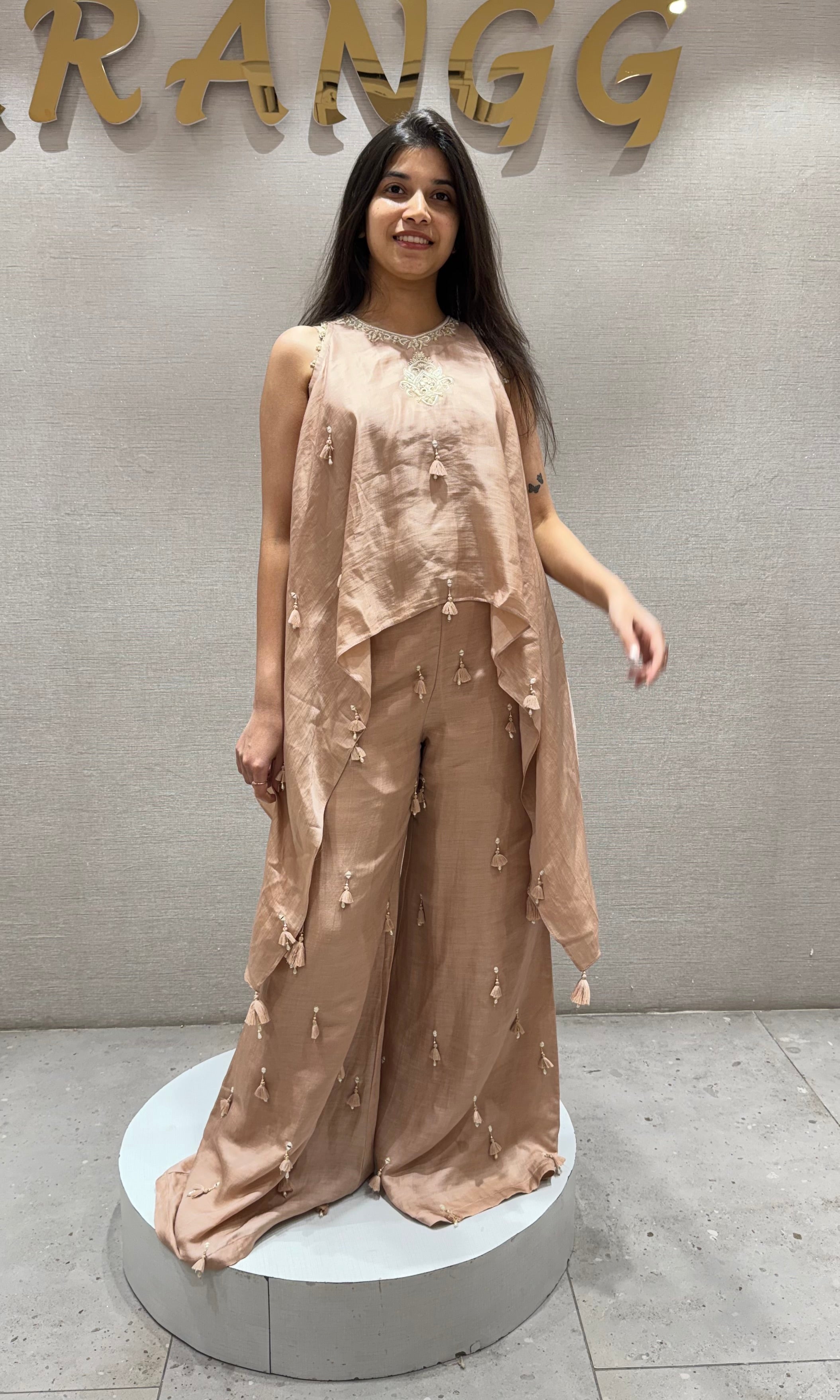 PEACH Embroidered PALAZZO Set