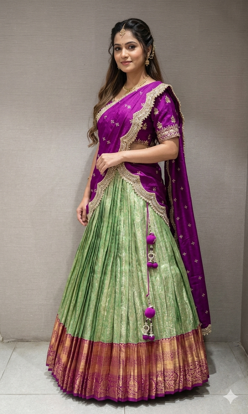 Violet Pattu Lehenga