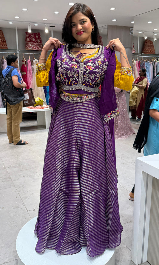 💜Purple palazzo set with neck dupatta💜