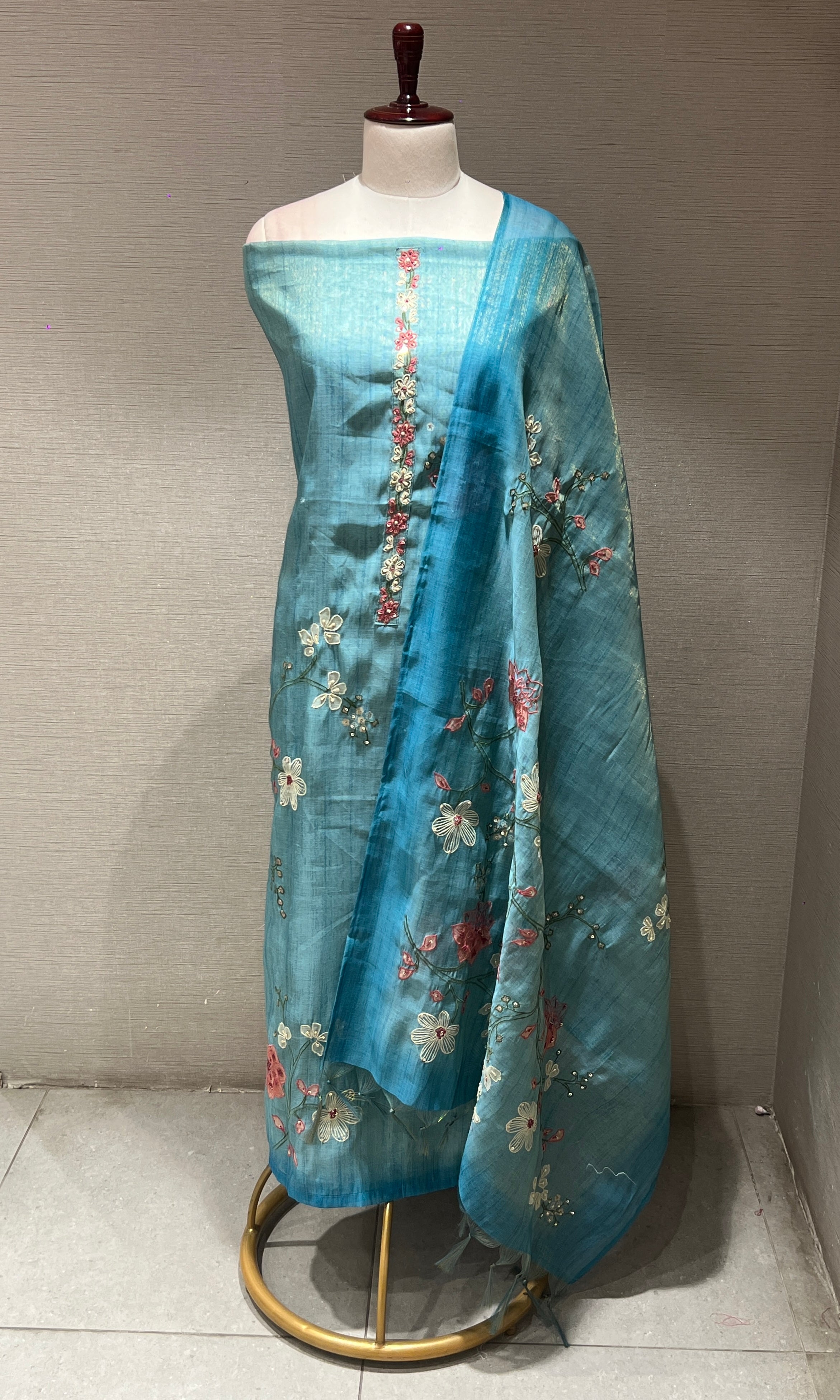 Light blue dress material