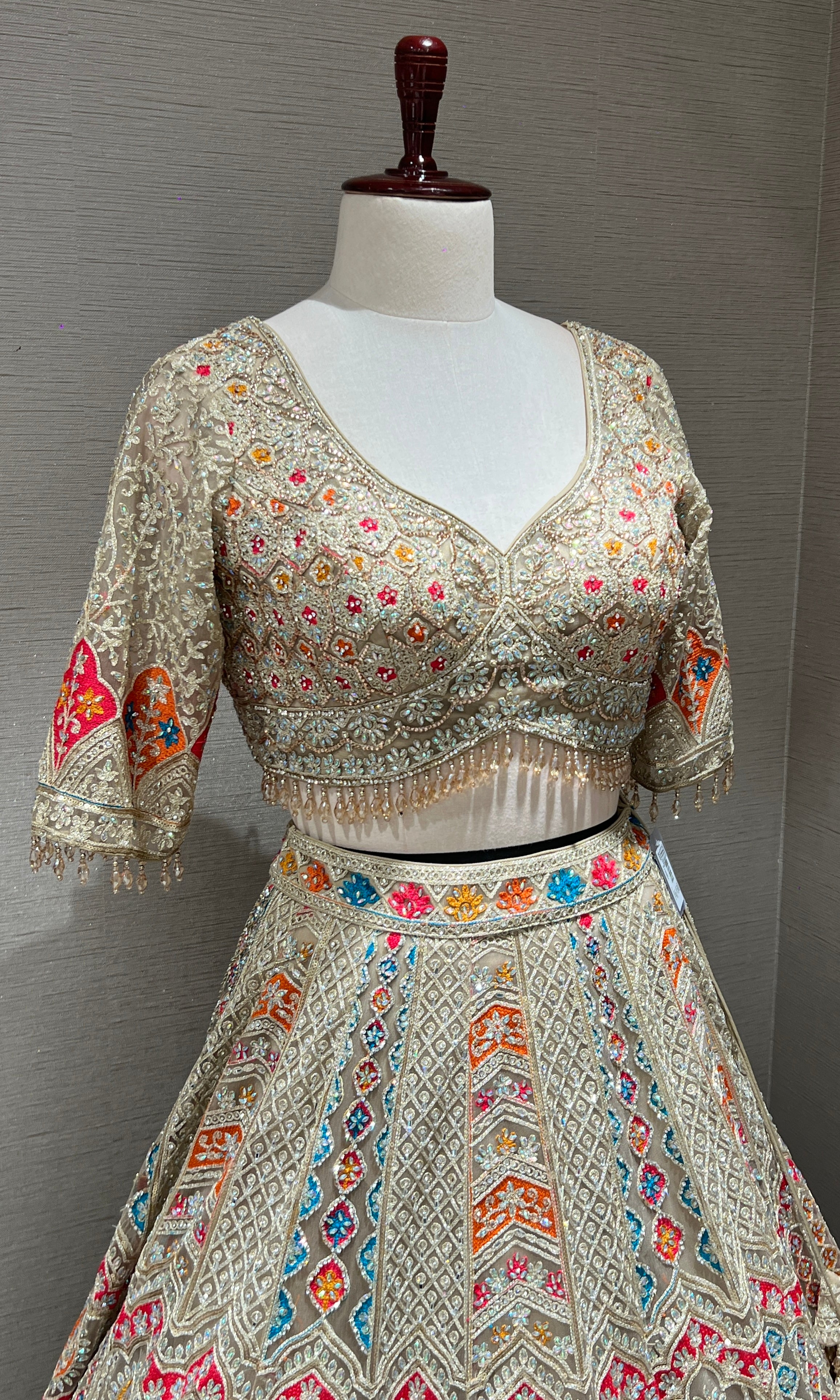 Chikoo Lehenga with Multi Color intricate embroidery