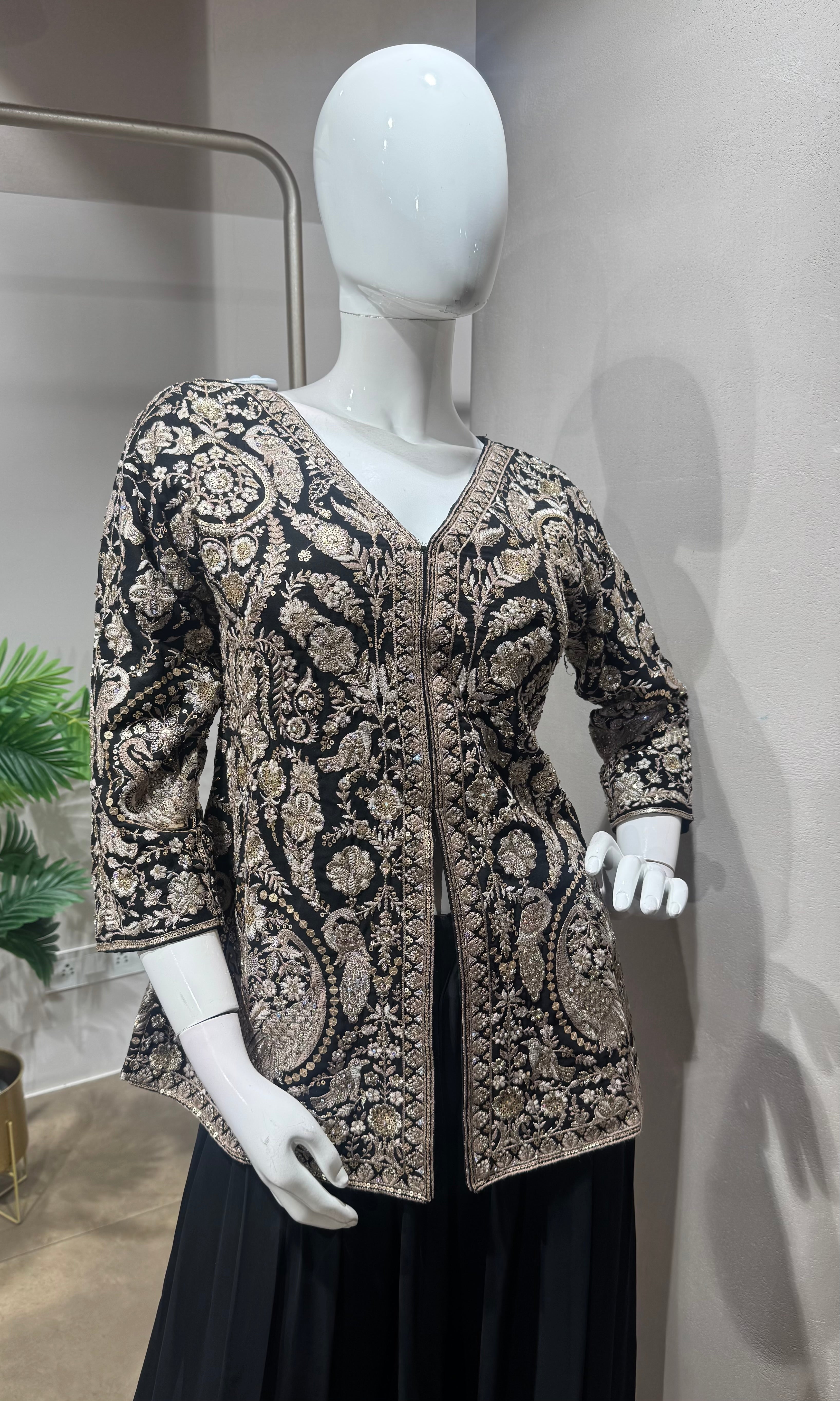 black golden embroidered sharara set